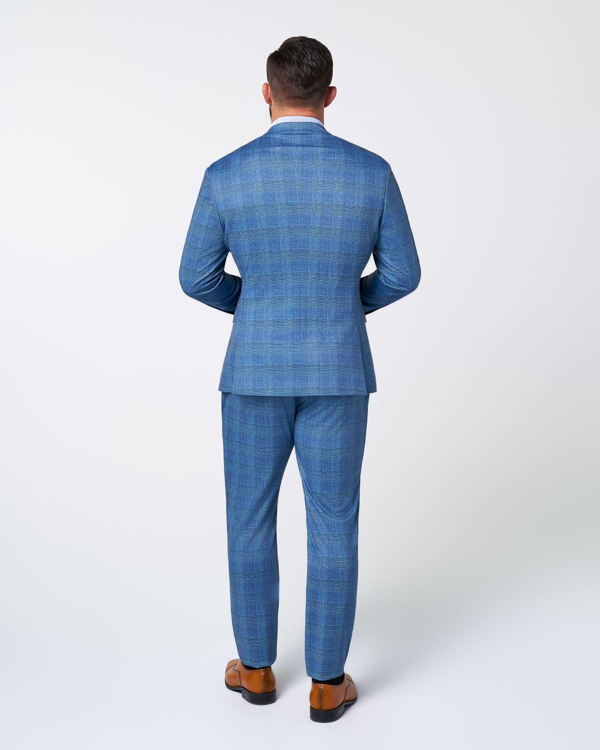 Athletic Fit Stretch Suit - Electric Blue Plaid