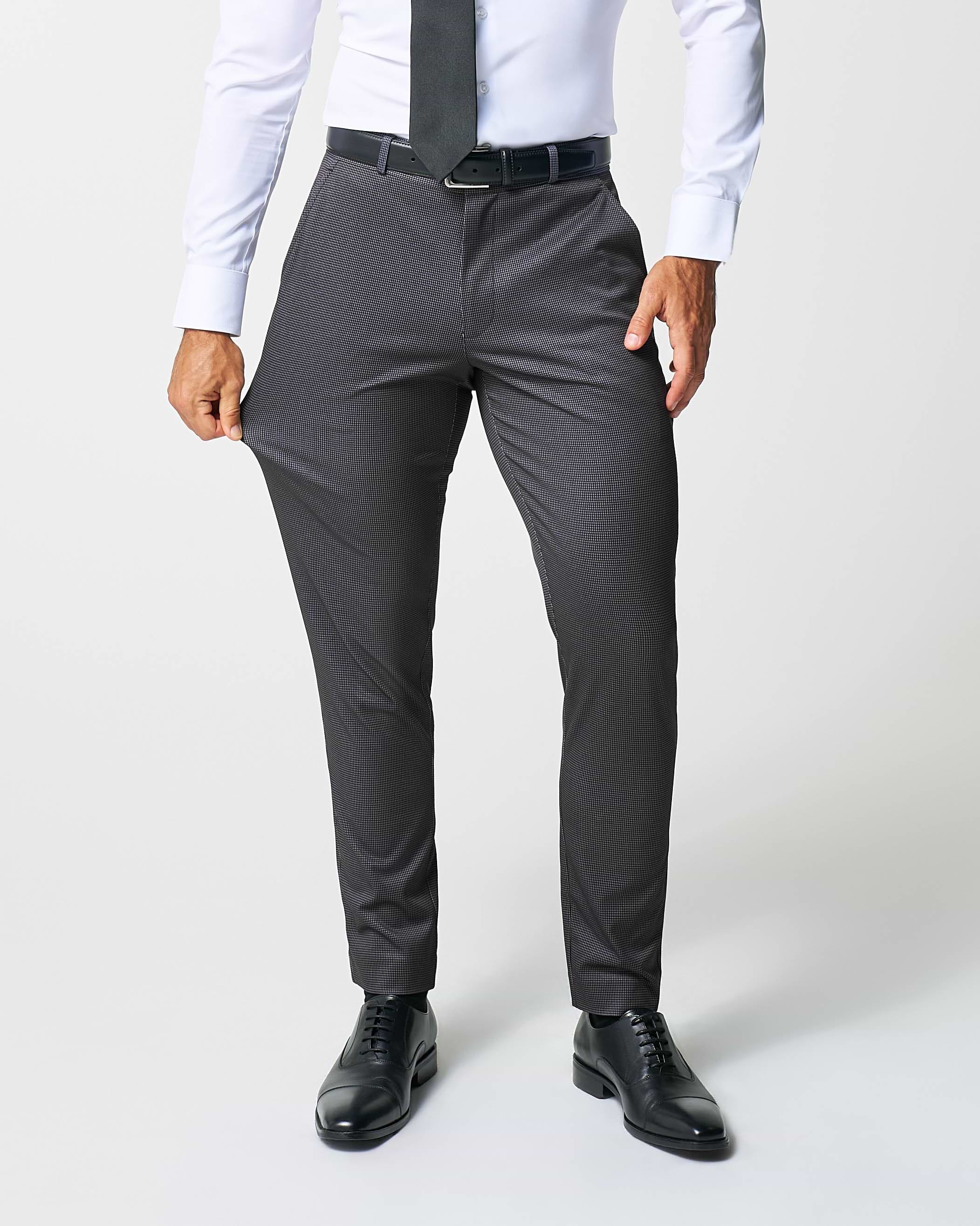 Athletic Fit Stretch Suit - Grey & Black Houndstooth