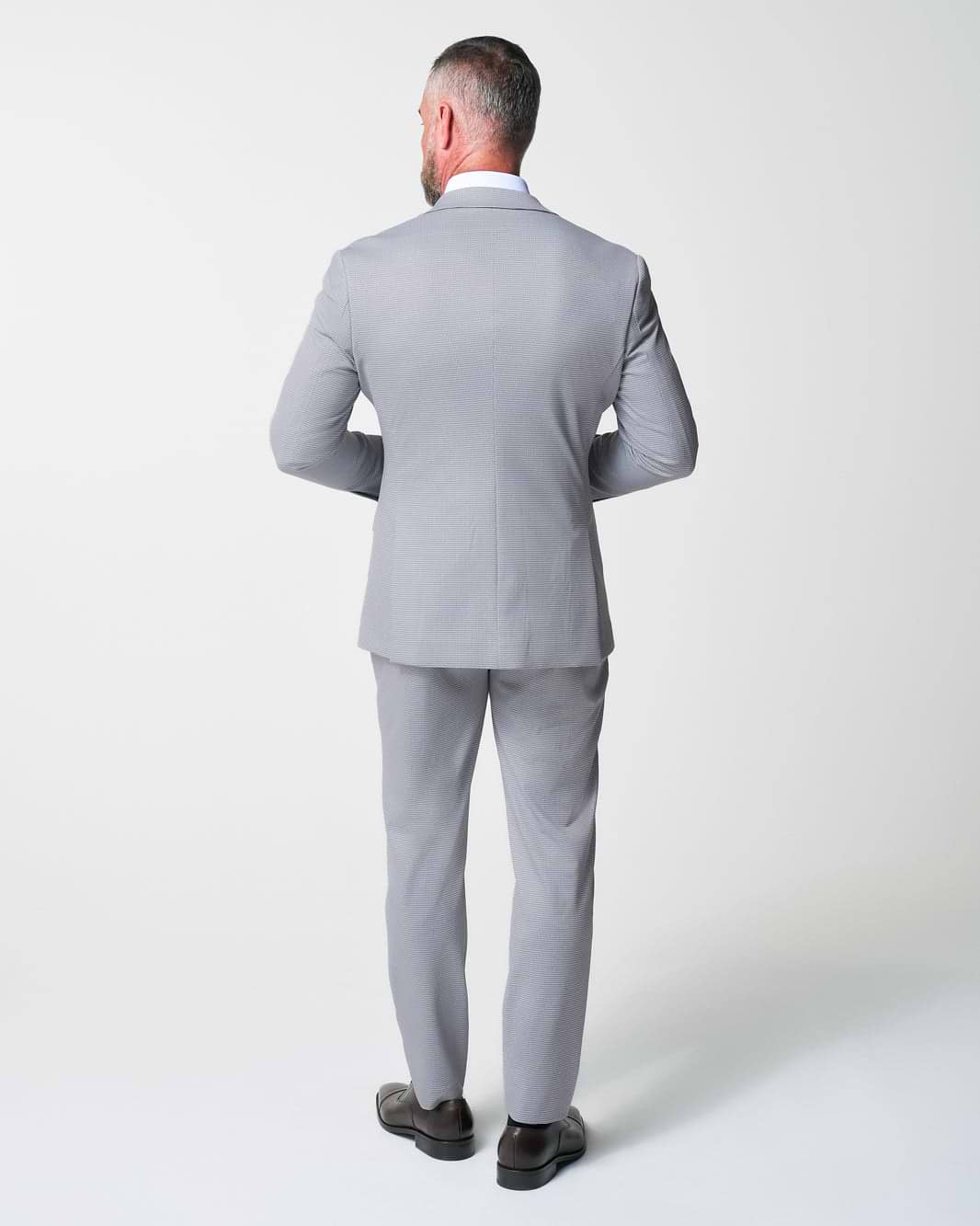 Athletic Fit Stretch Suit - Grey Houndstooth Microcheck