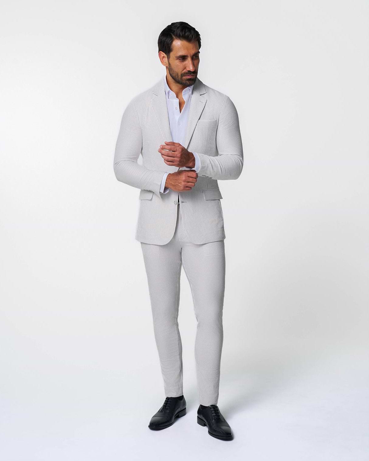 Athletic Fit Stretch Suit - Grey Seersucker