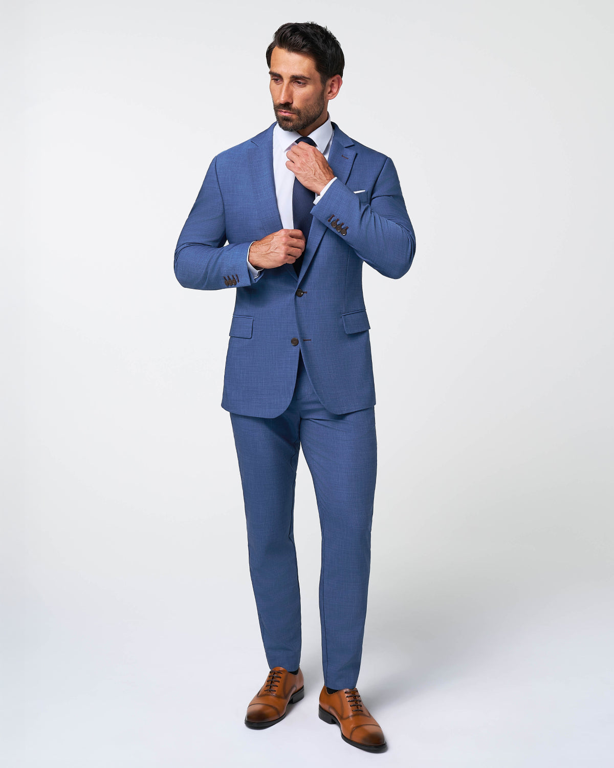 Athletic Fit Stretch Suit - Heathered Blue