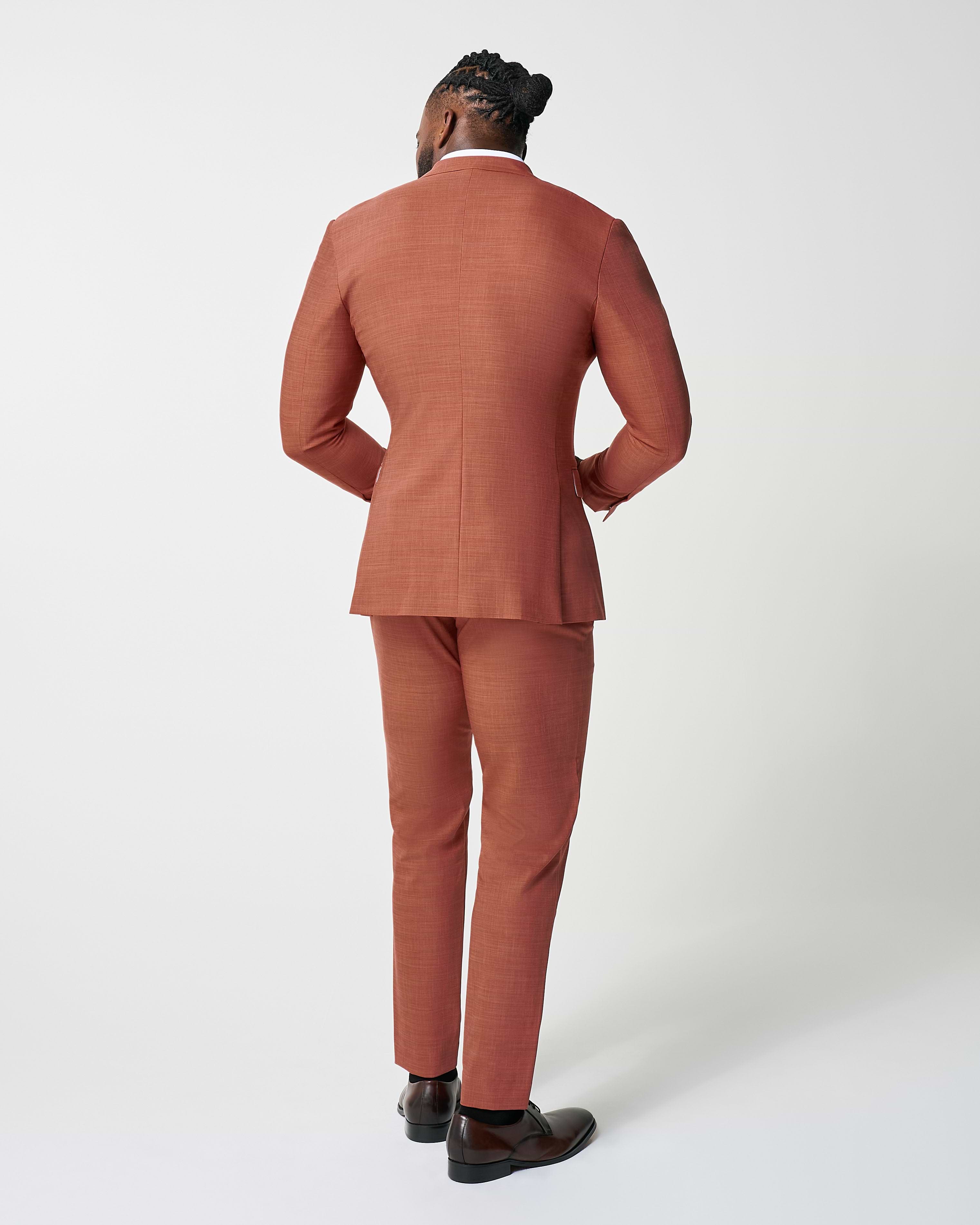 Athletic Fit Stretch Suit - Heathered Burnt Orange