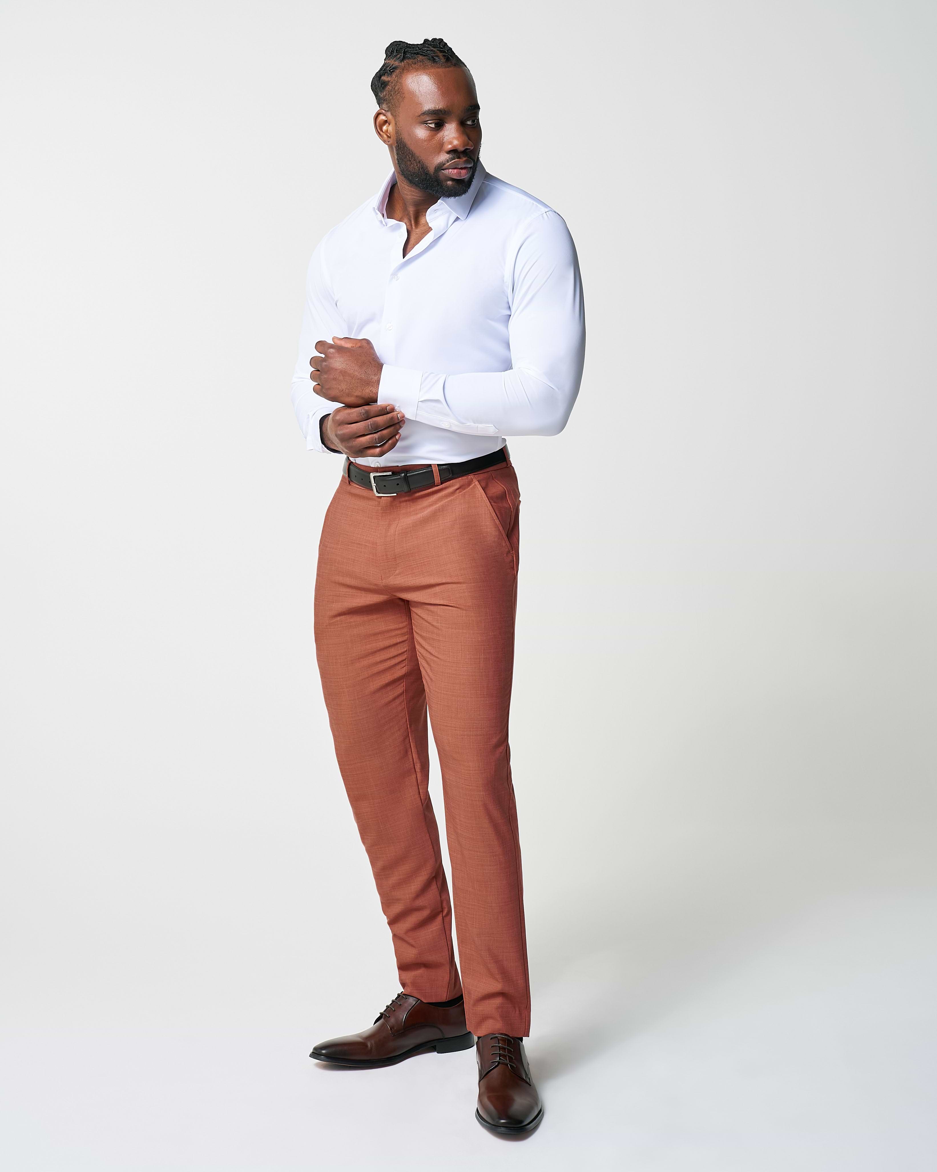 Athletic Fit Stretch Suit - Heathered Burnt Orange