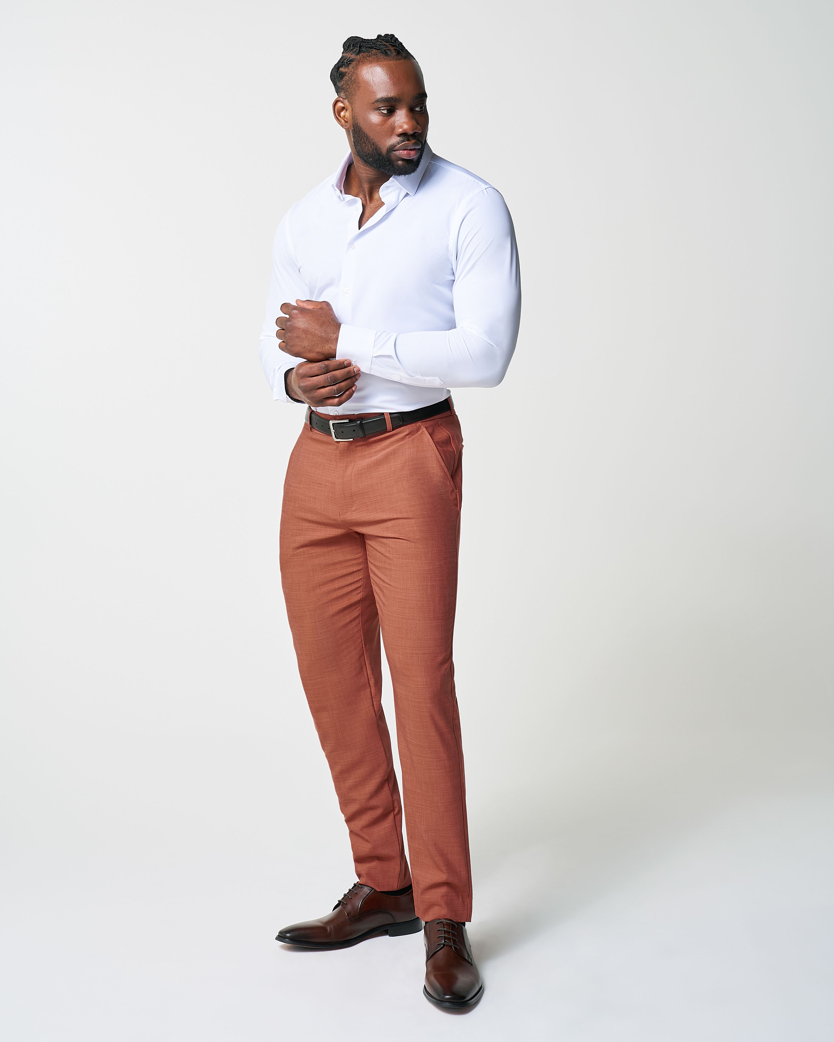 Athletic Fit Stretch Suit - Heathered Burnt Orange