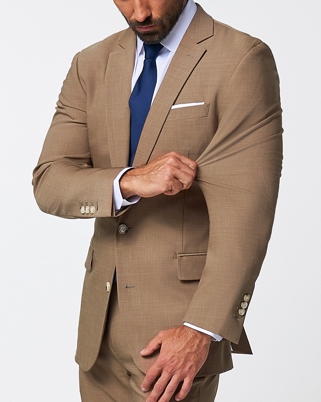 Athletic Fit Stretch Suit - Heathered Cappuccino