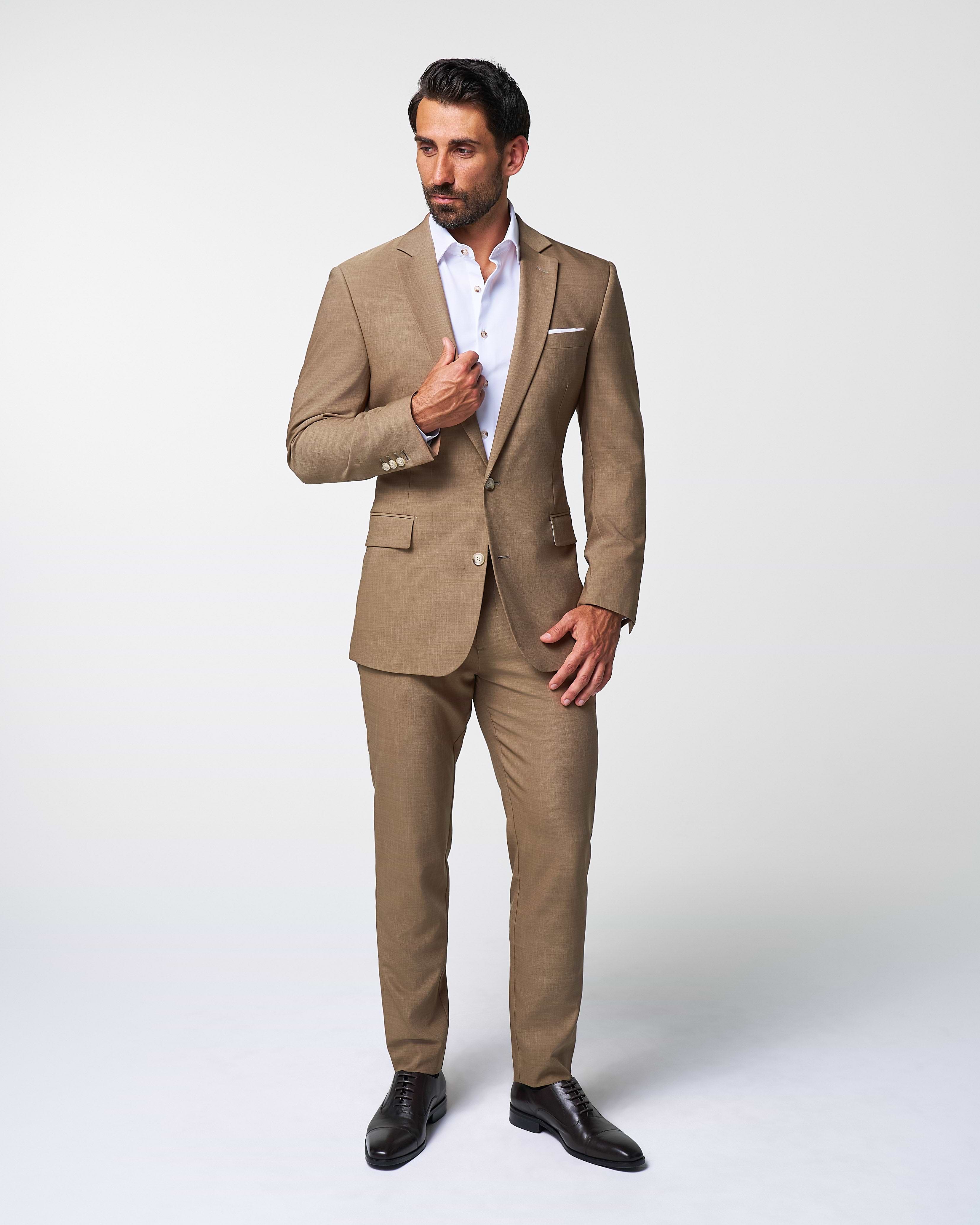 Athletic Fit Stretch Suit - Heathered Cappuccino