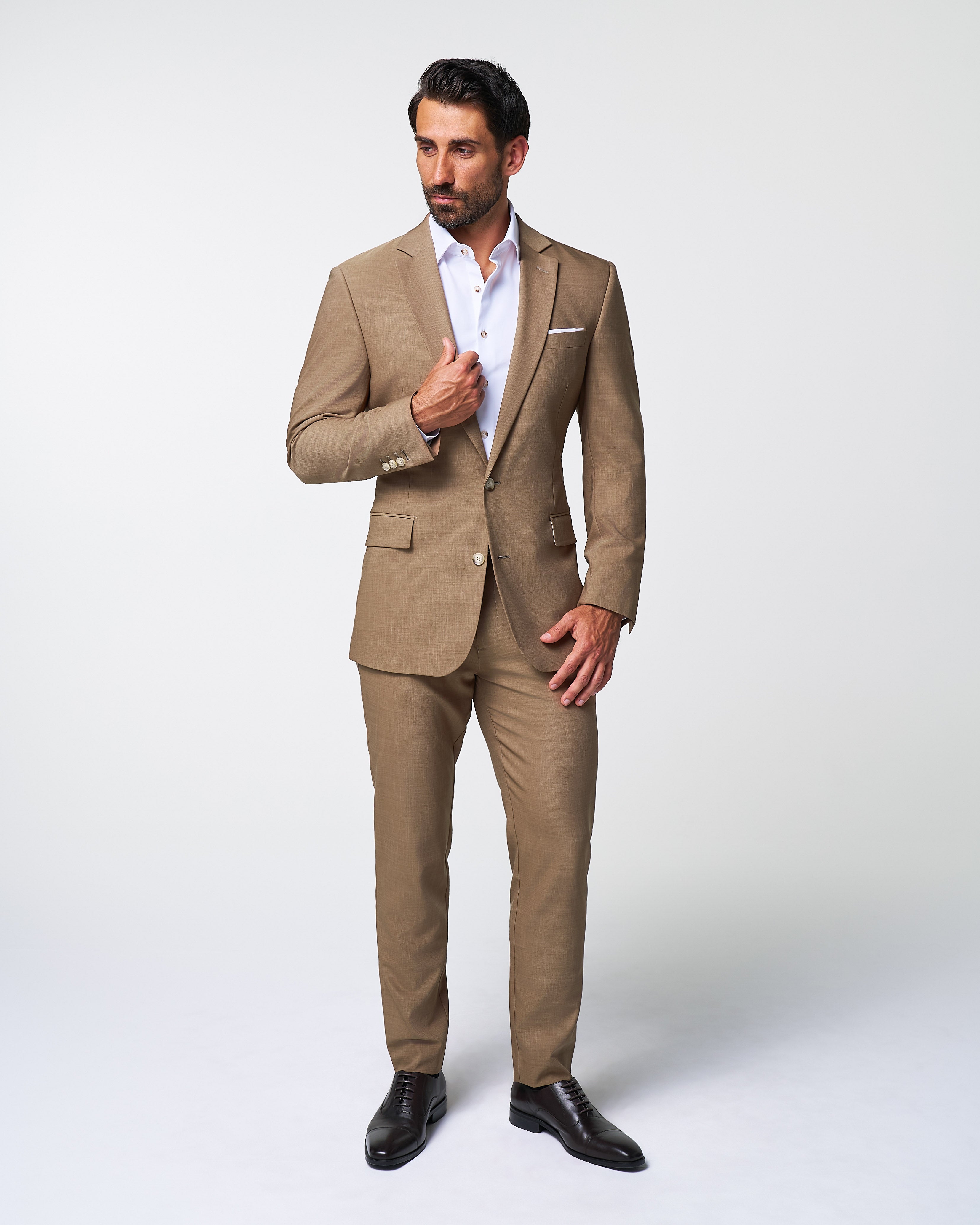 Athletic Fit Stretch Suit - Heathered Cappuccino