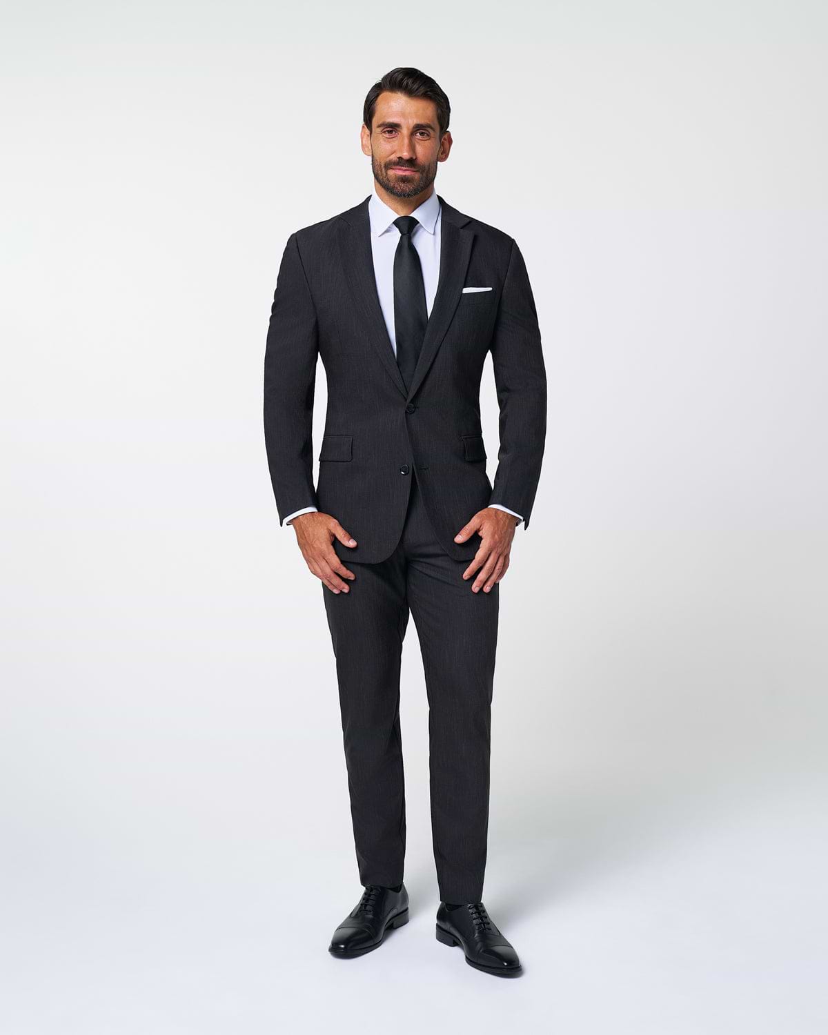 Athletic Fit Stretch Suit - Heathered Charcoal