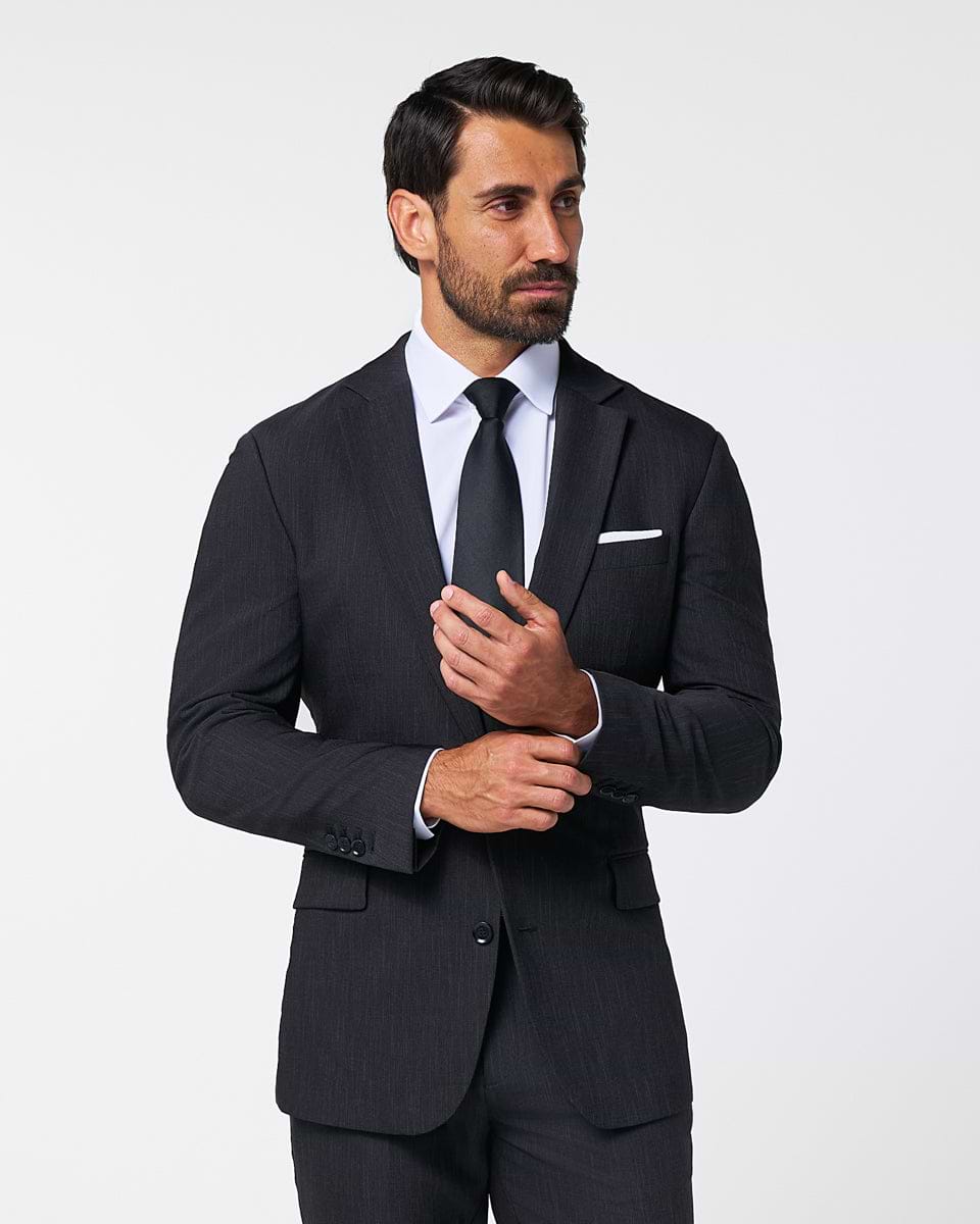 Athletic Fit Stretch Suit - Heathered Charcoal