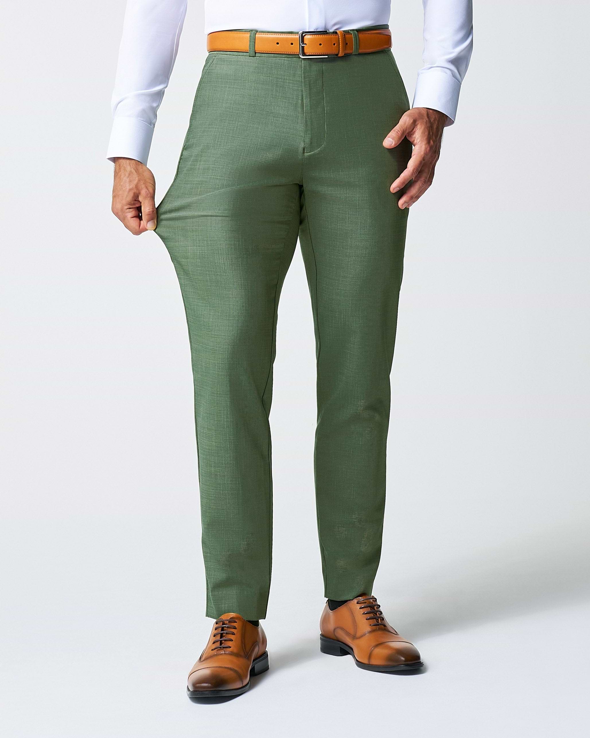 Athletic Fit Stretch Suit - Heathered Forest Green