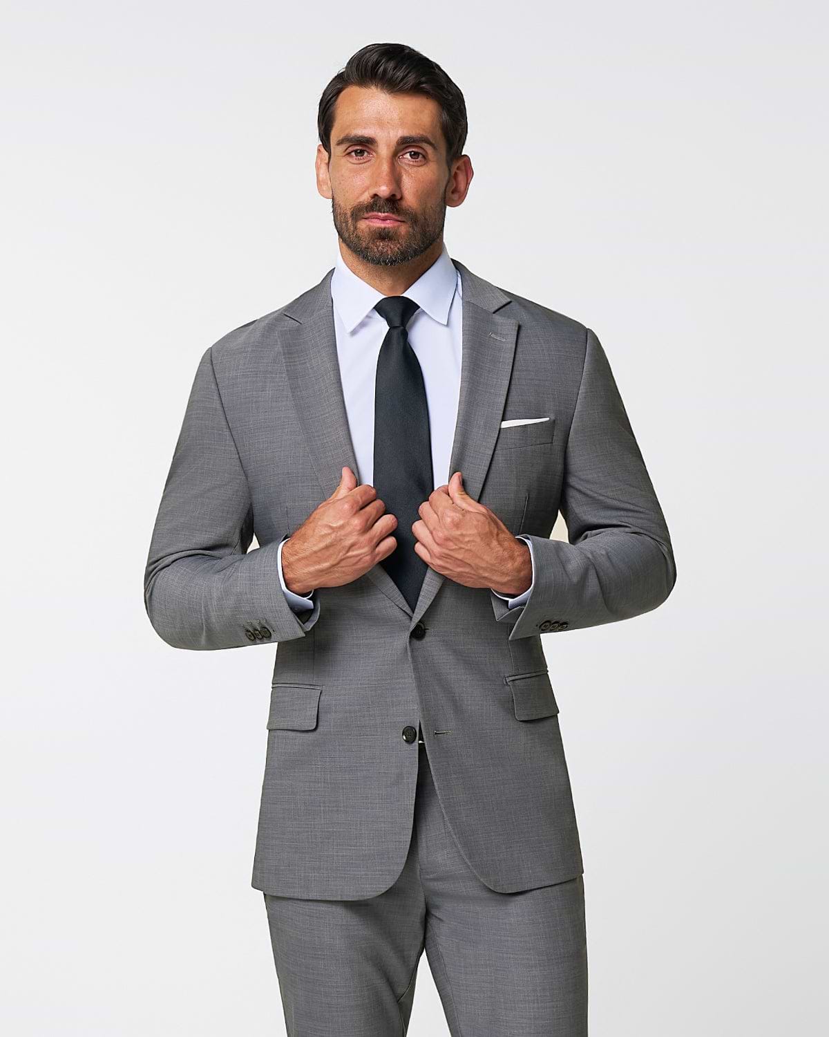 Athletic Fit Stretch Suit - Heathered Grey