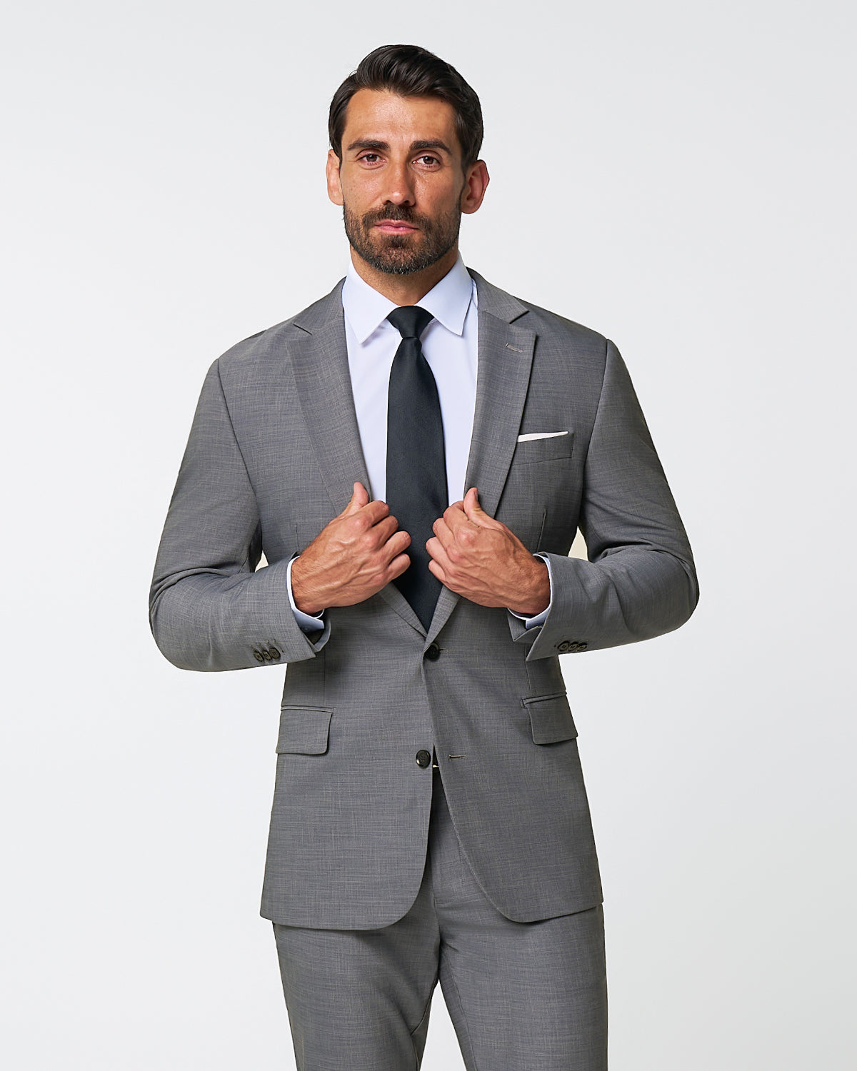 Athletic Fit Stretch Suit - Heathered Grey