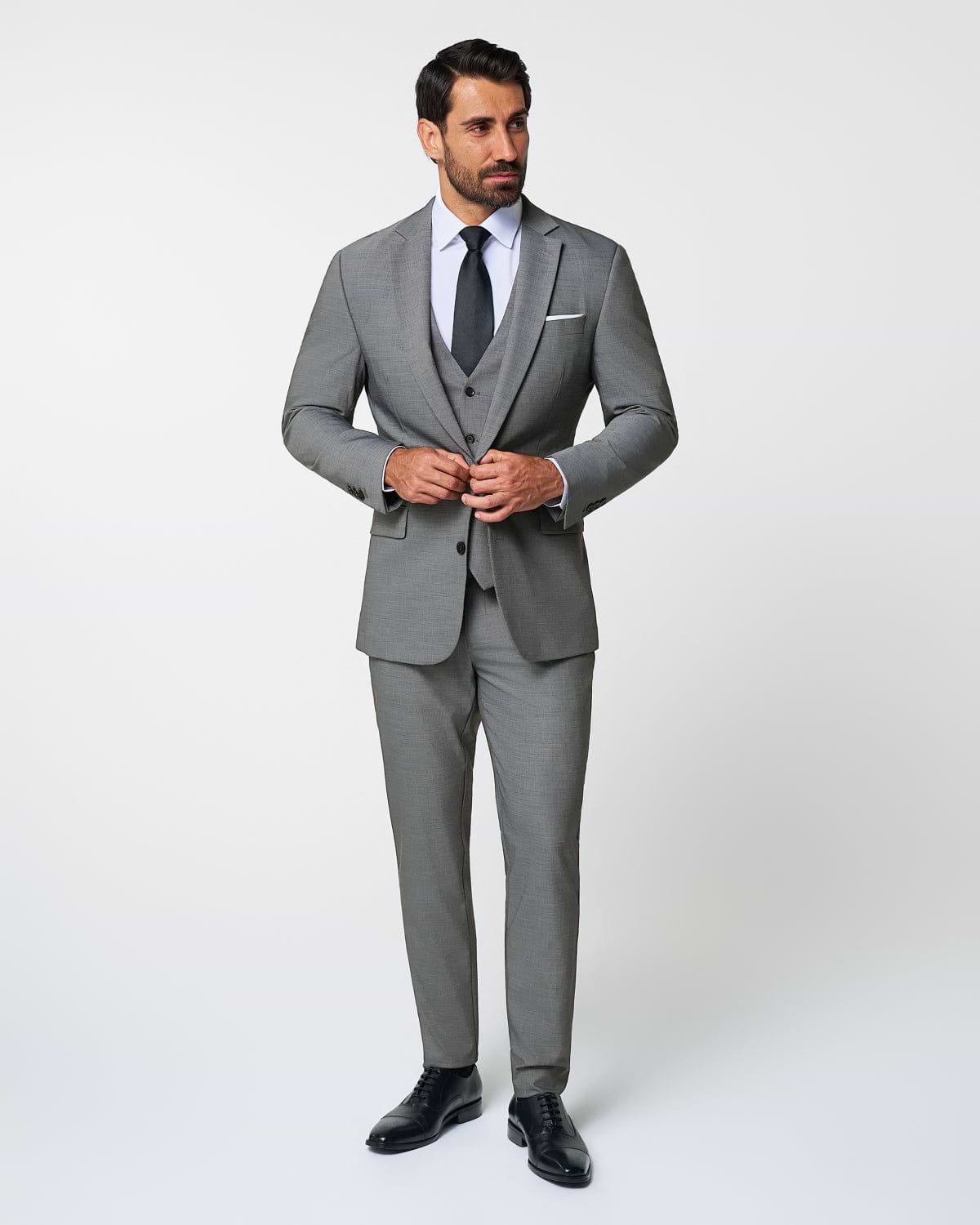 Athletic Fit Stretch Suit - Heathered Grey