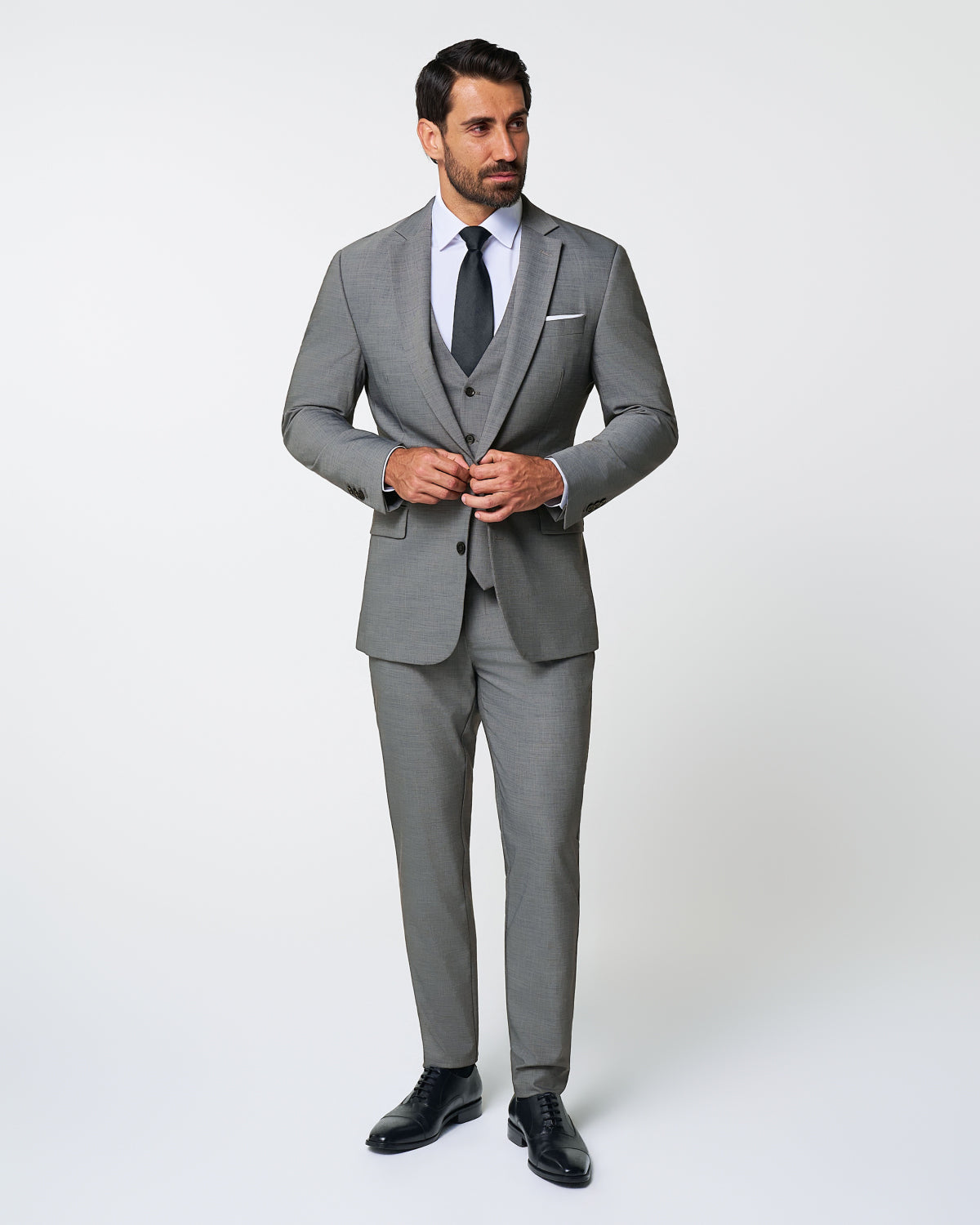 Athletic Fit Stretch Suit - Heathered Grey
