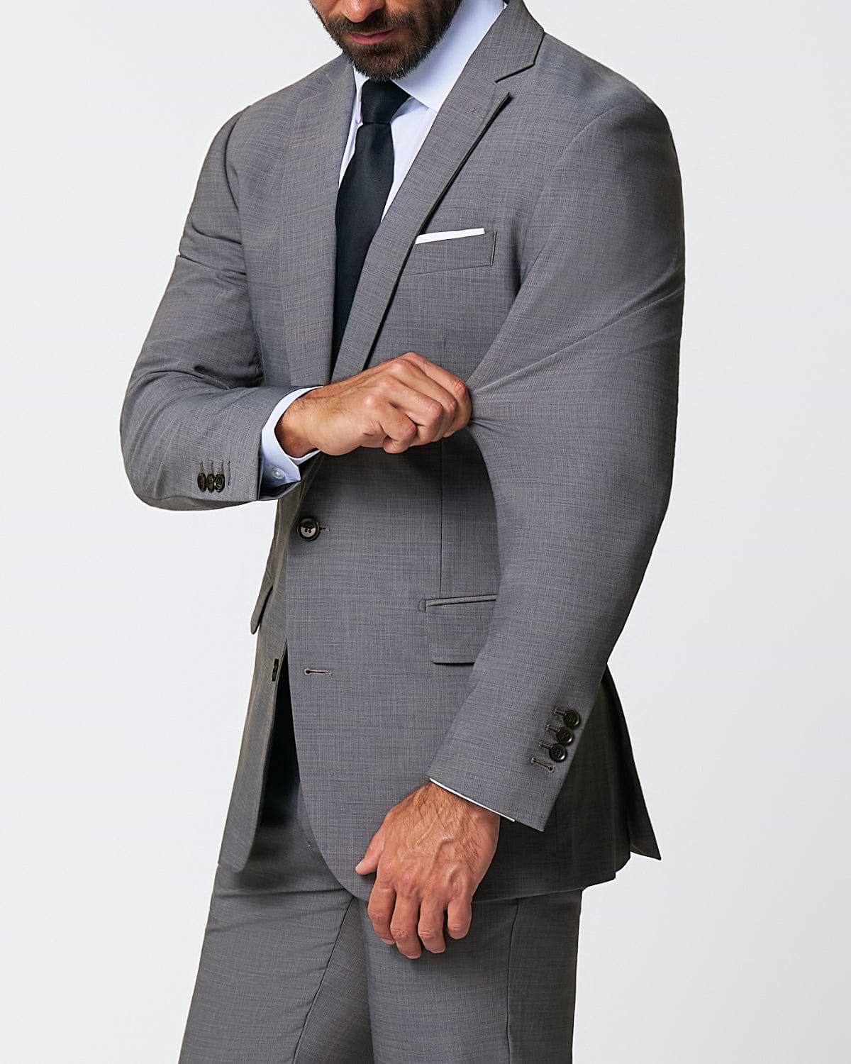 Athletic Fit Stretch Suit - Heathered Grey