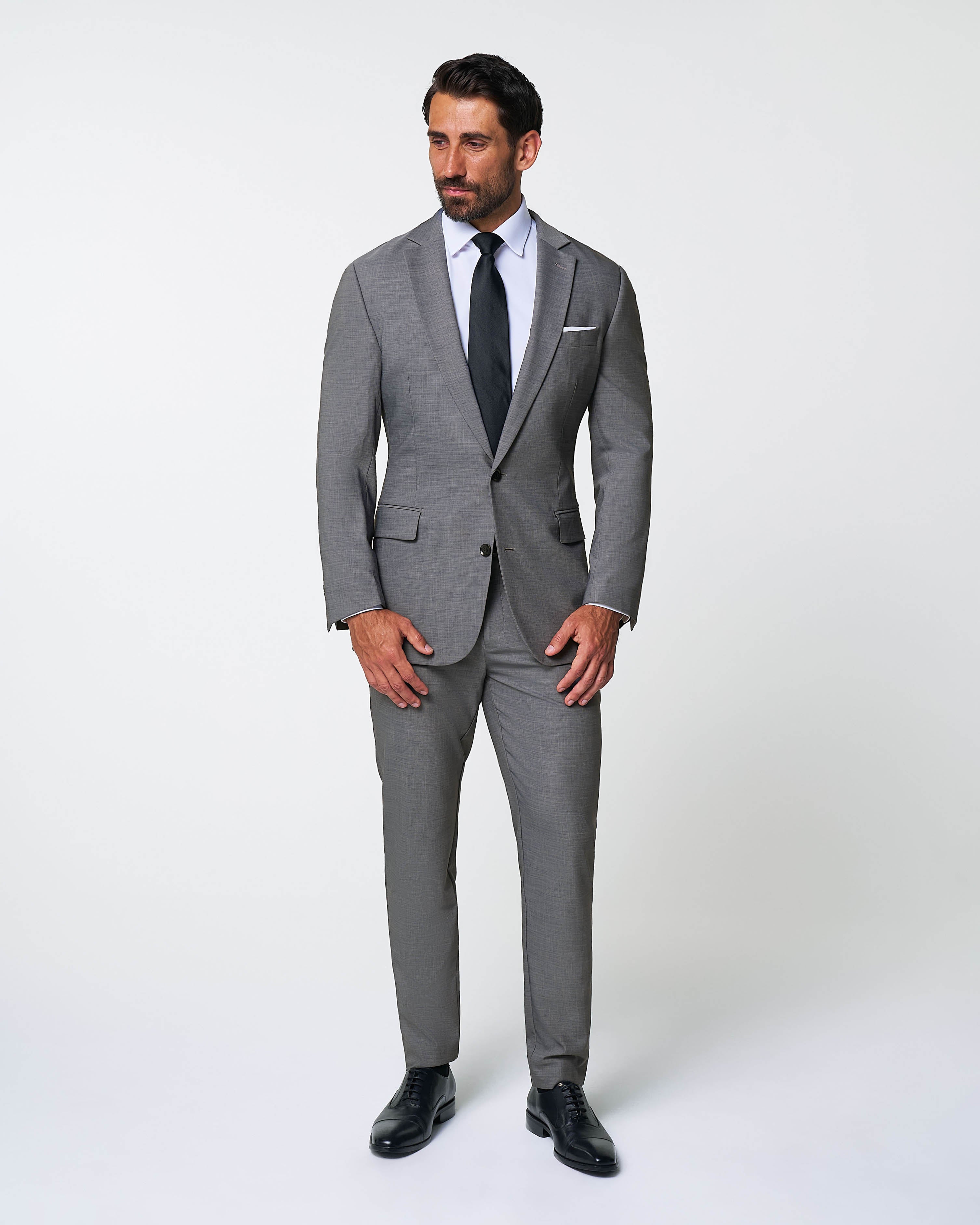 Athletic Fit Stretch Suit - Heathered Grey