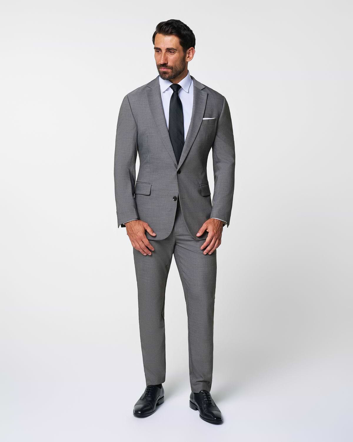 Athletic Fit Stretch Suit - Heathered Grey