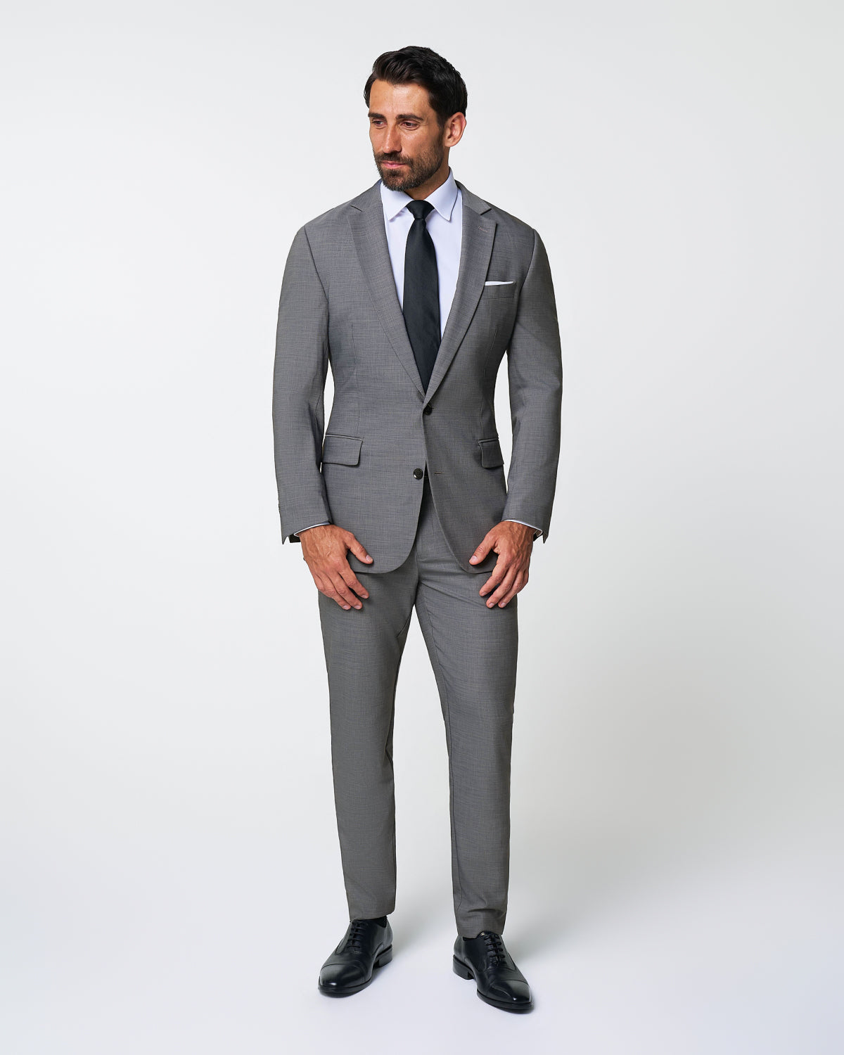 Athletic Fit Stretch Suit - Heathered Grey