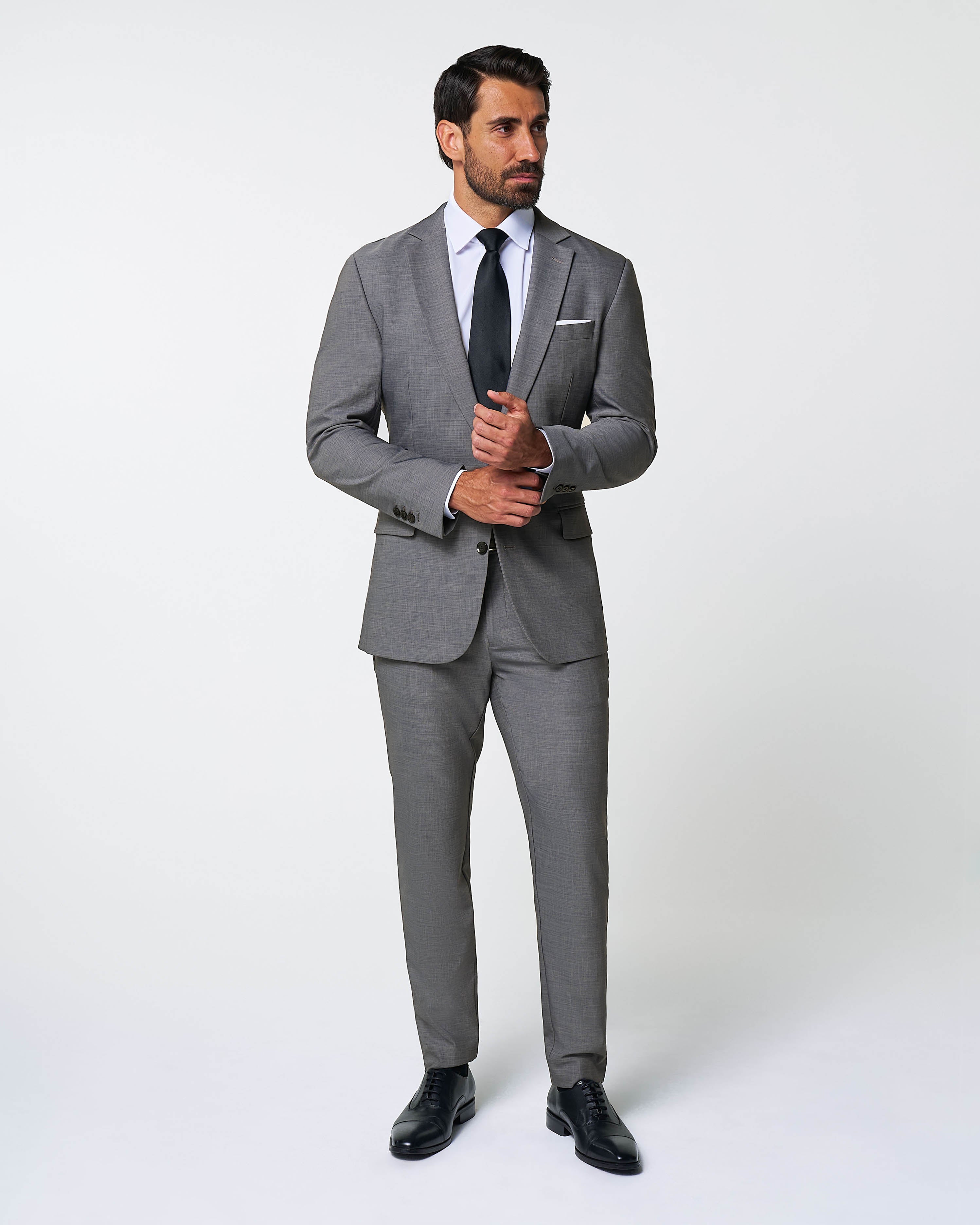Athletic Fit Stretch Suit - Heathered Grey