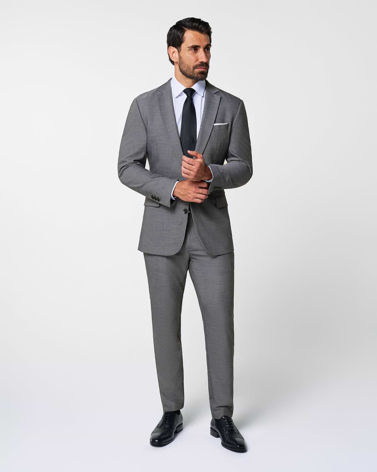 Athletic Fit Stretch Suit - Heathered Grey