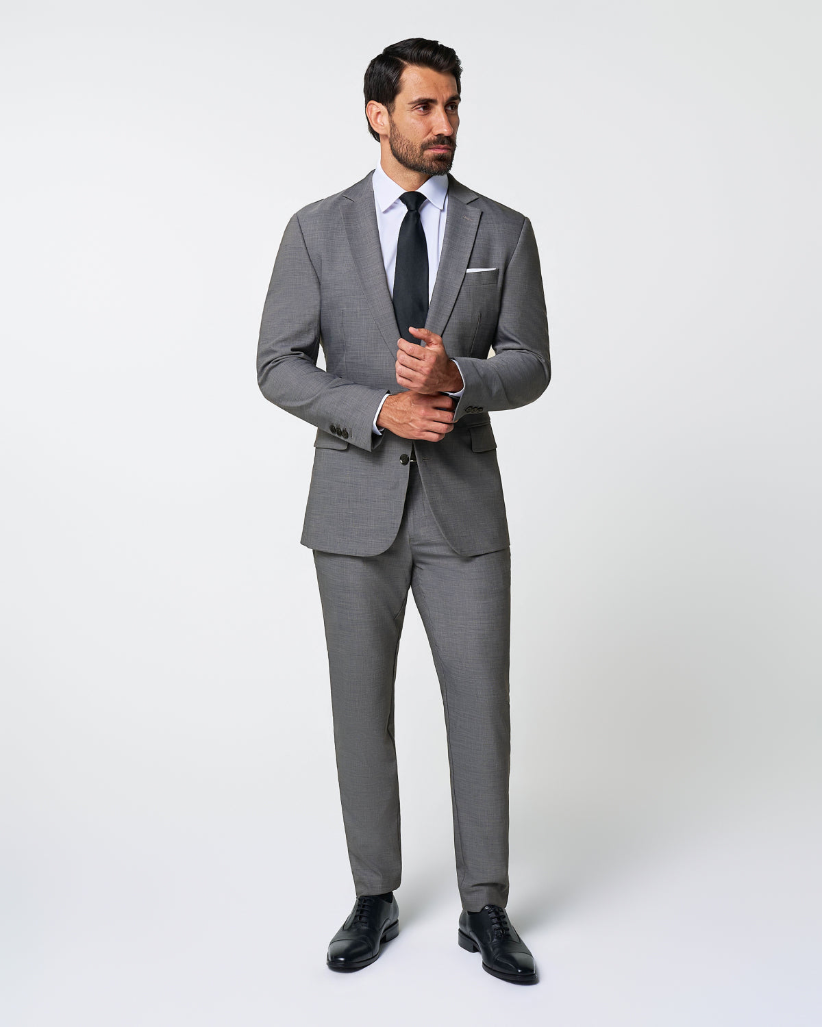 Athletic Fit Stretch Suit - Heathered Grey