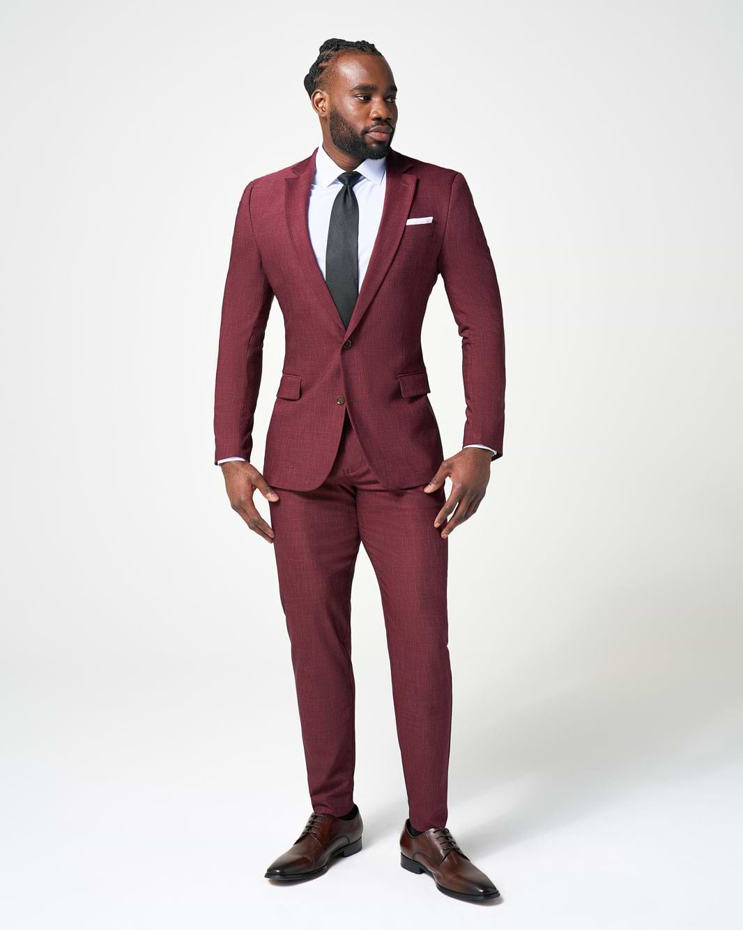 Athletic Fit Stretch Blazer - Heathered Maroon