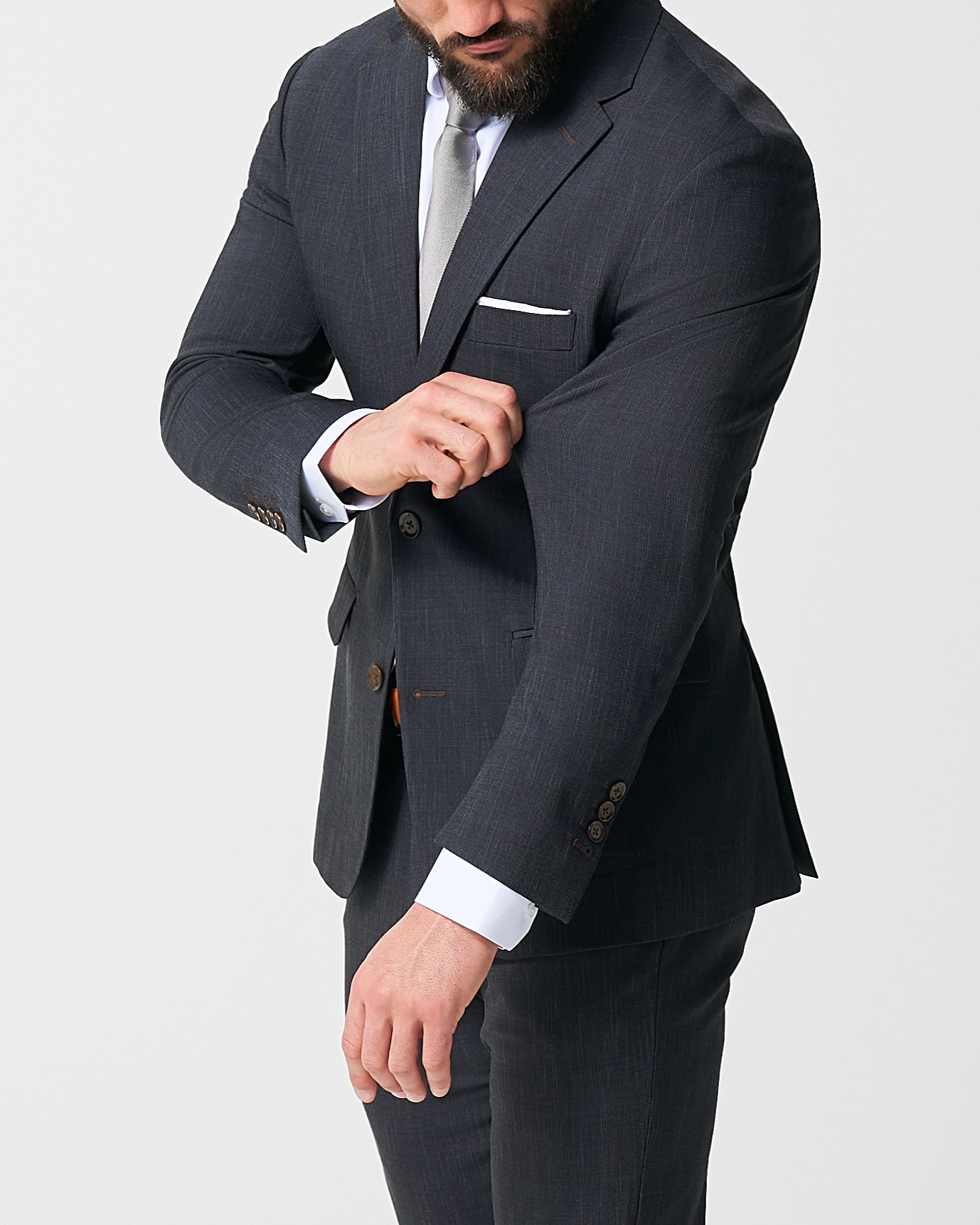 Athletic Fit Stretch Suit - Heathered Midnight Navy