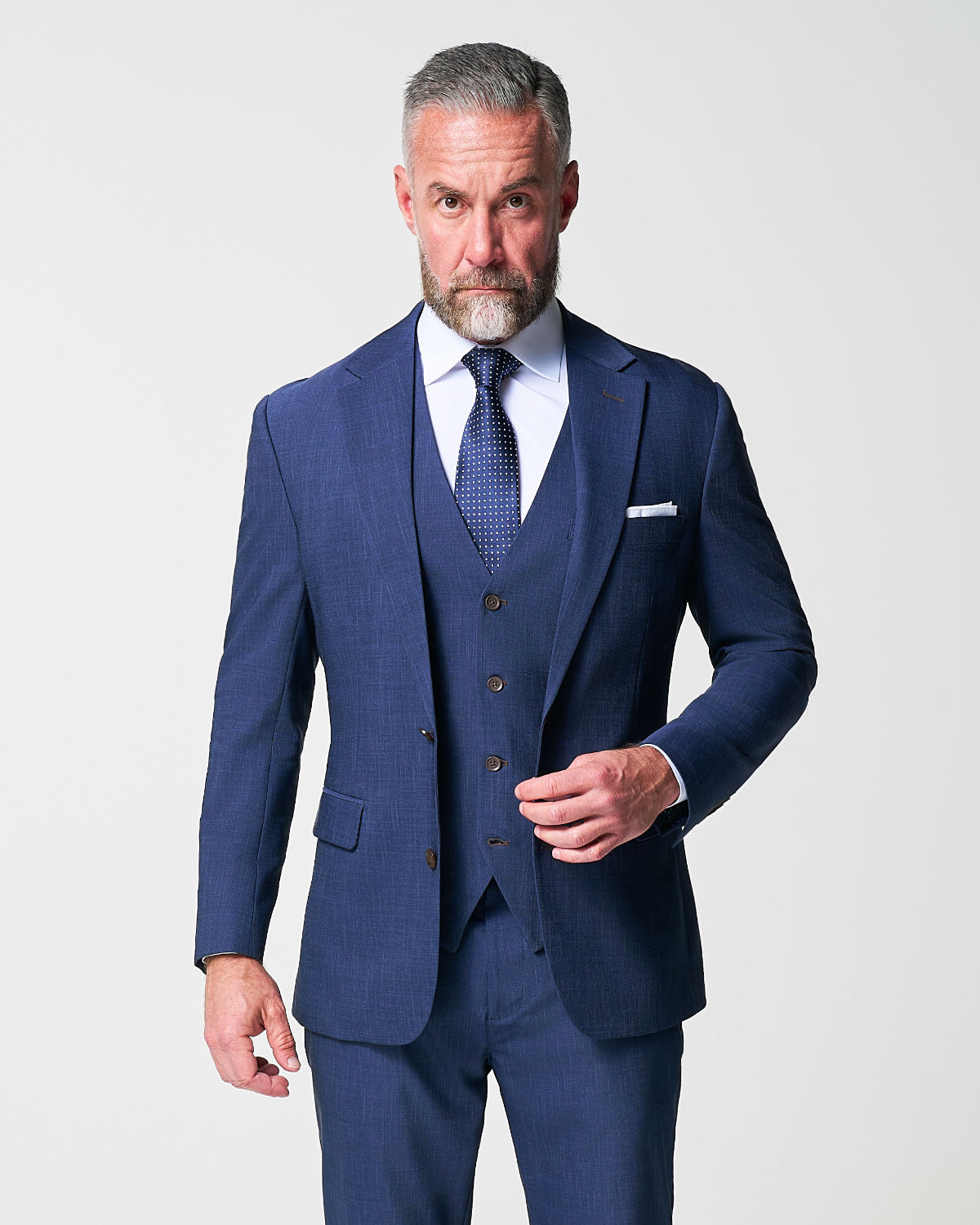 Athletic Fit Stretch Suit - Heathered Navy