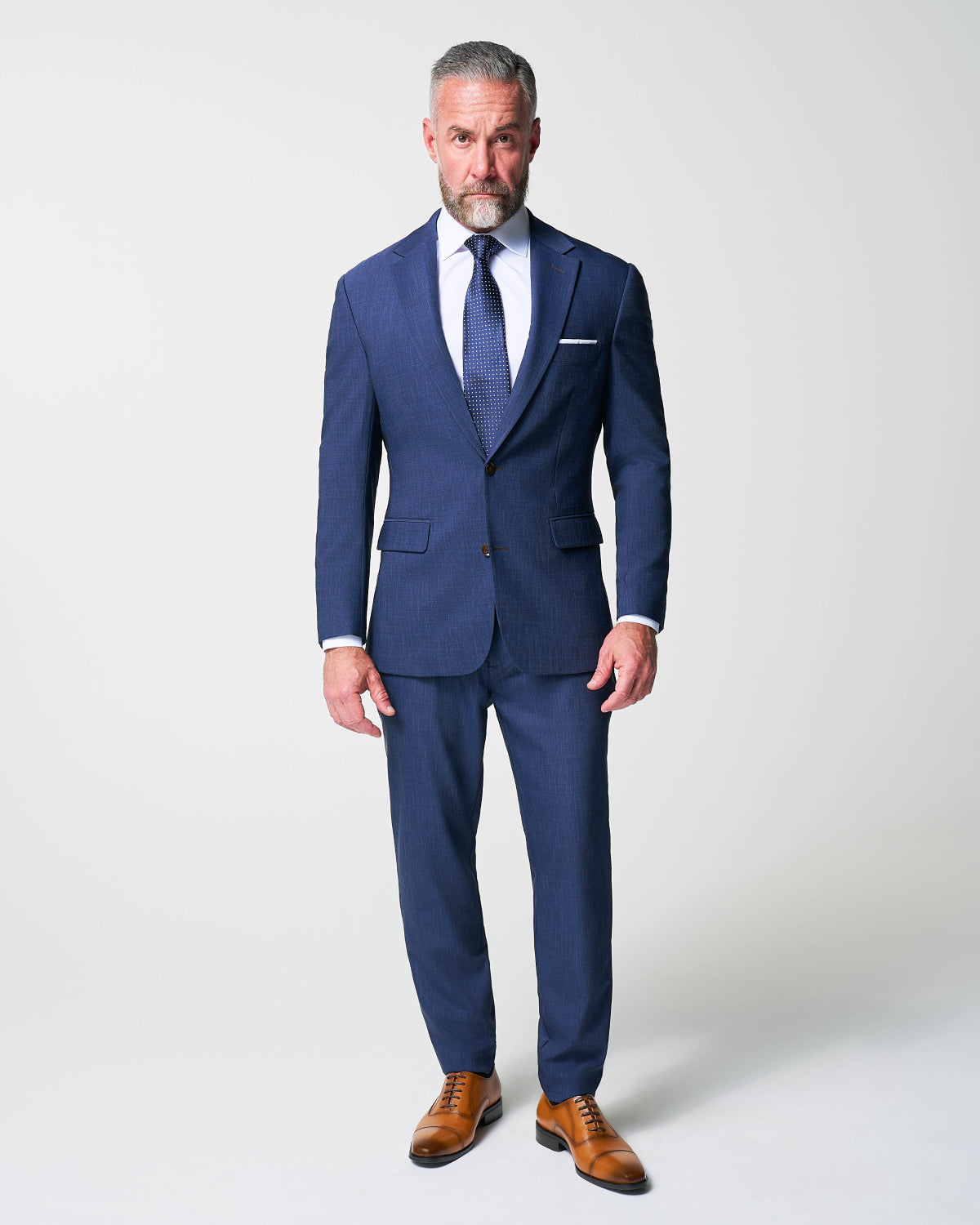 Athletic Fit Stretch Suit - Heathered Navy