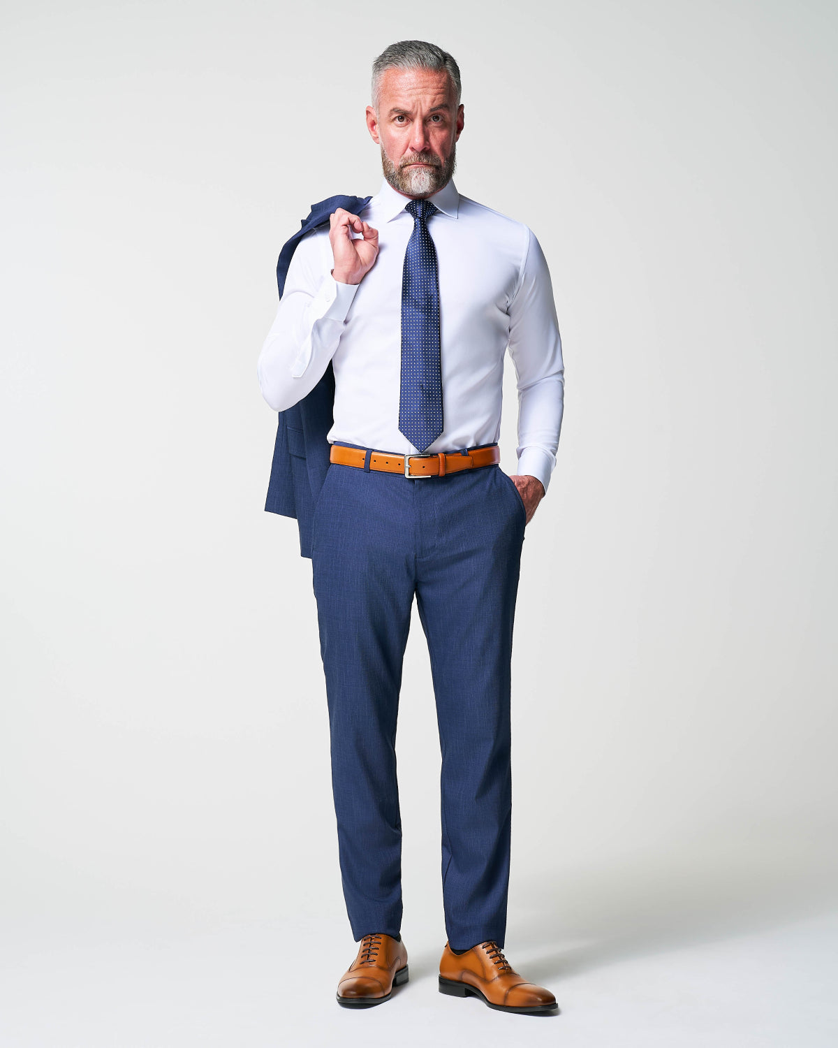 Athletic Fit Stretch Suit - Heathered Navy