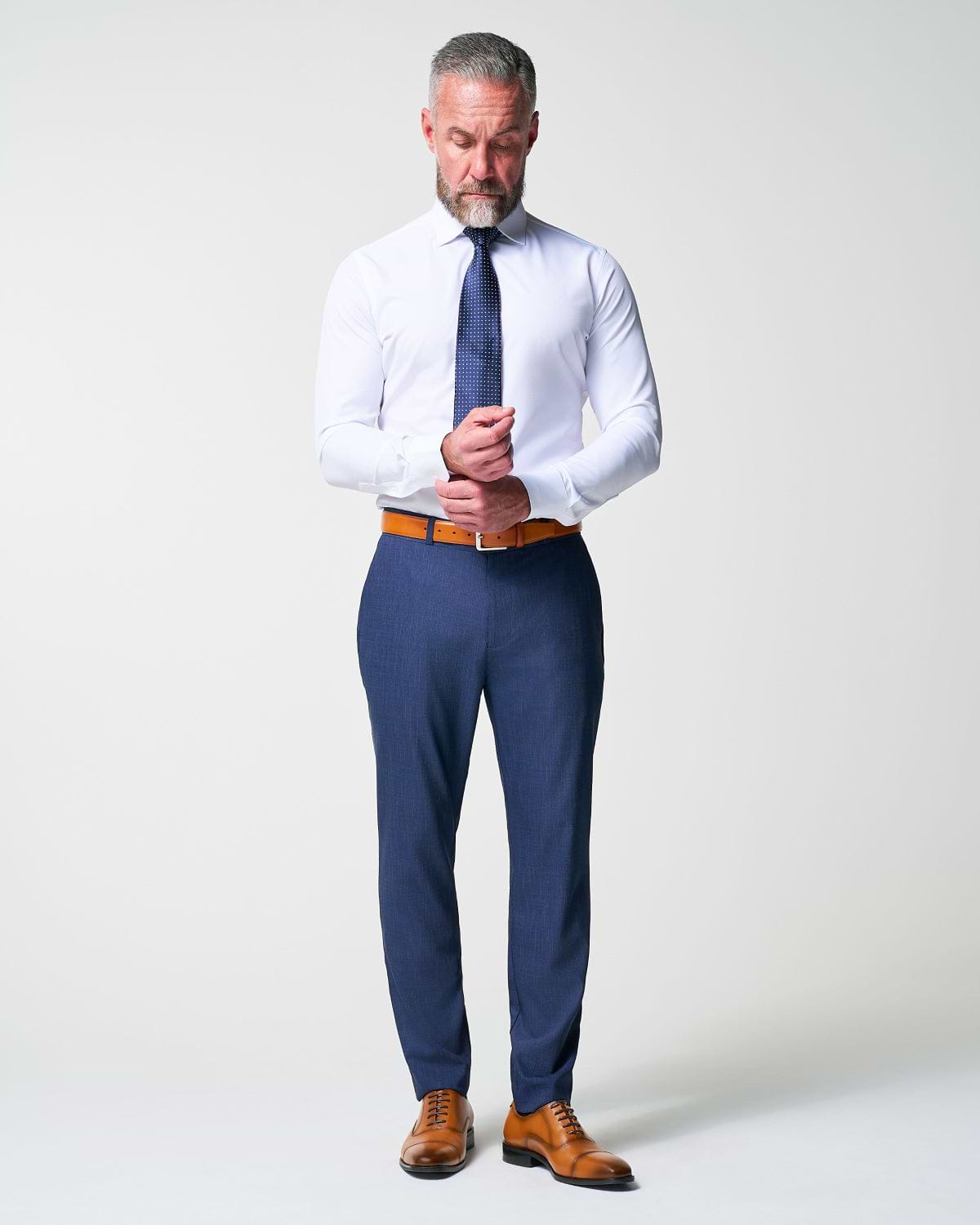 Athletic Fit Stretch Suit - Heathered Navy