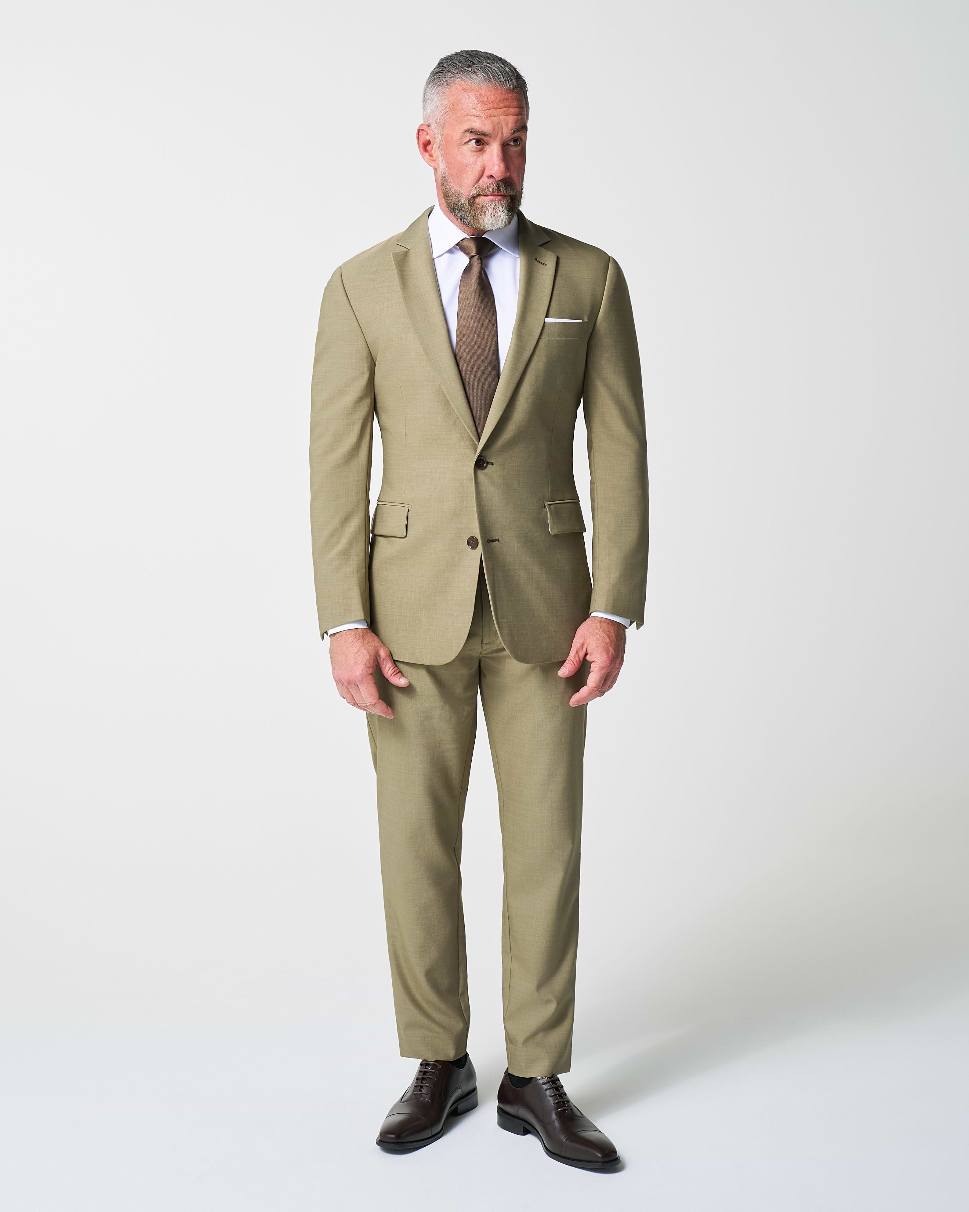 Athletic Fit Stretch Suit - Heathered Olive