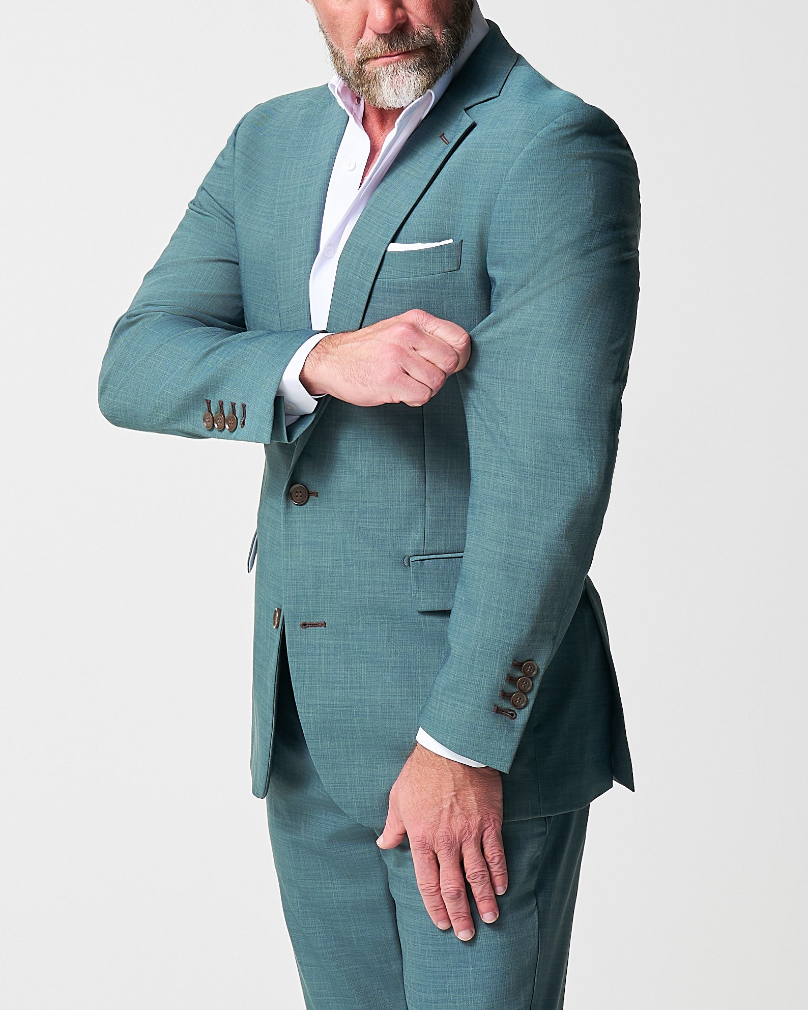 Athletic Fit Stretch Suit - Heathered Sea Green