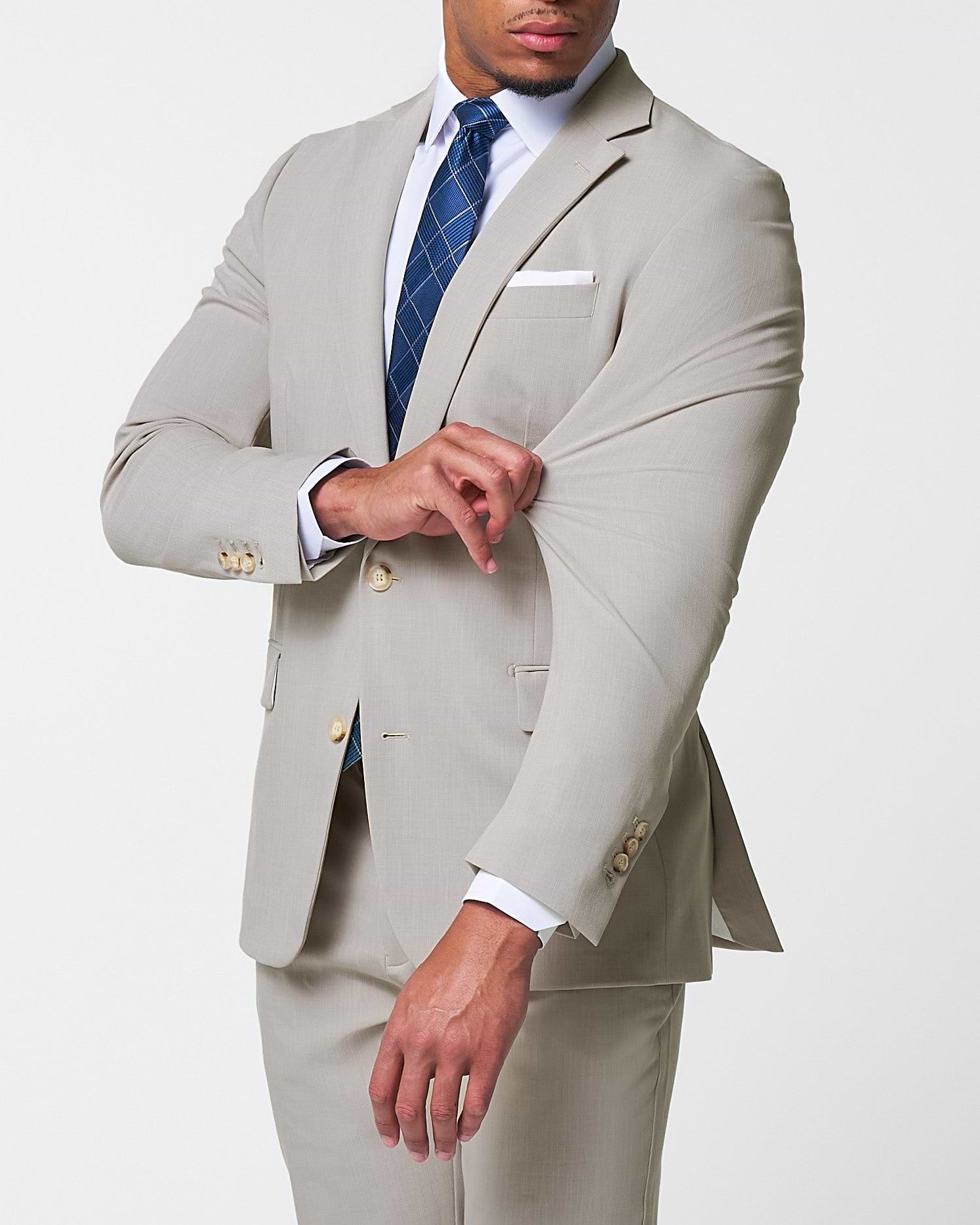 Athletic Fit Stretch Suit - Heathered Stone