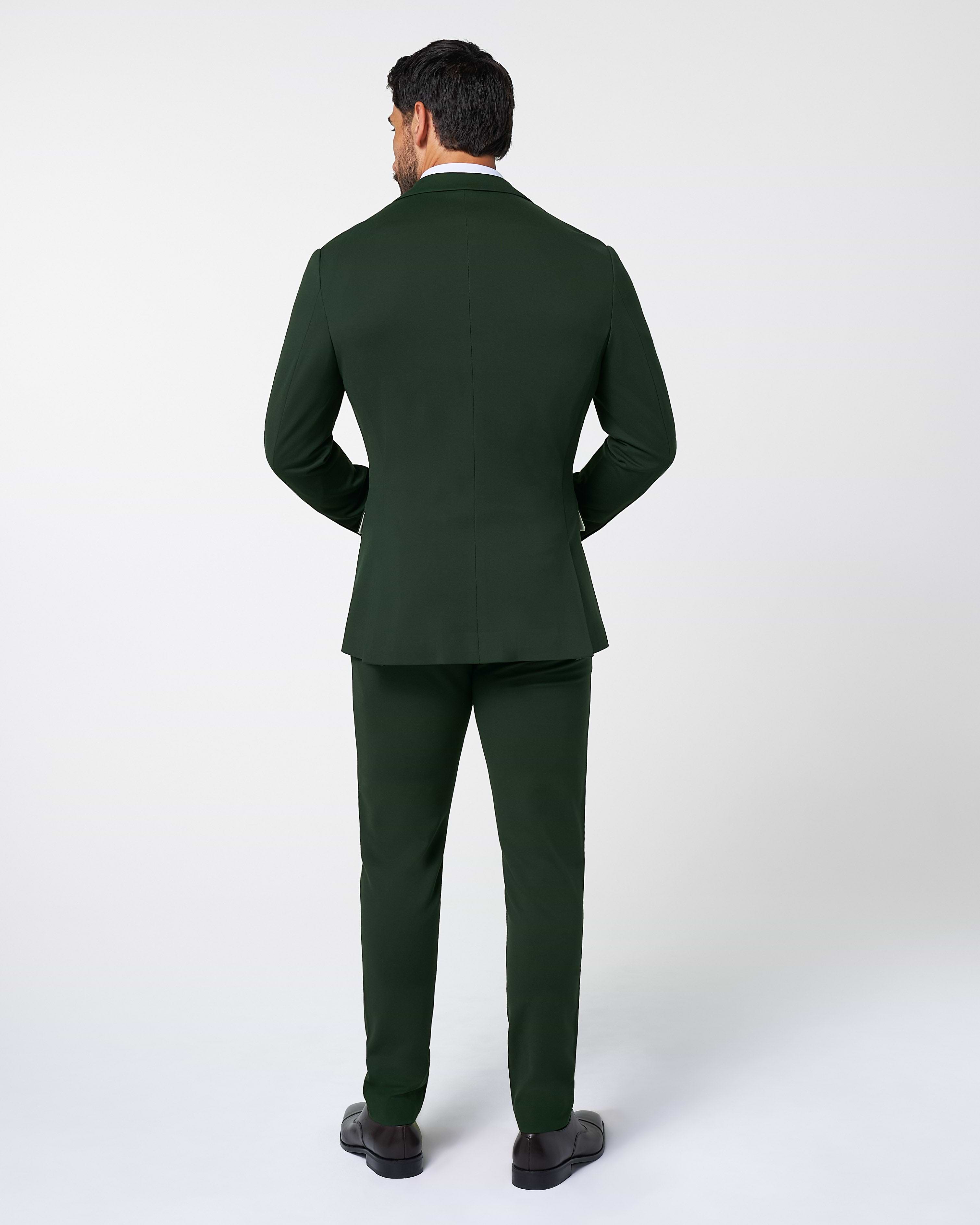 Athletic Fit Stretch Suit - Solid Hunter Green