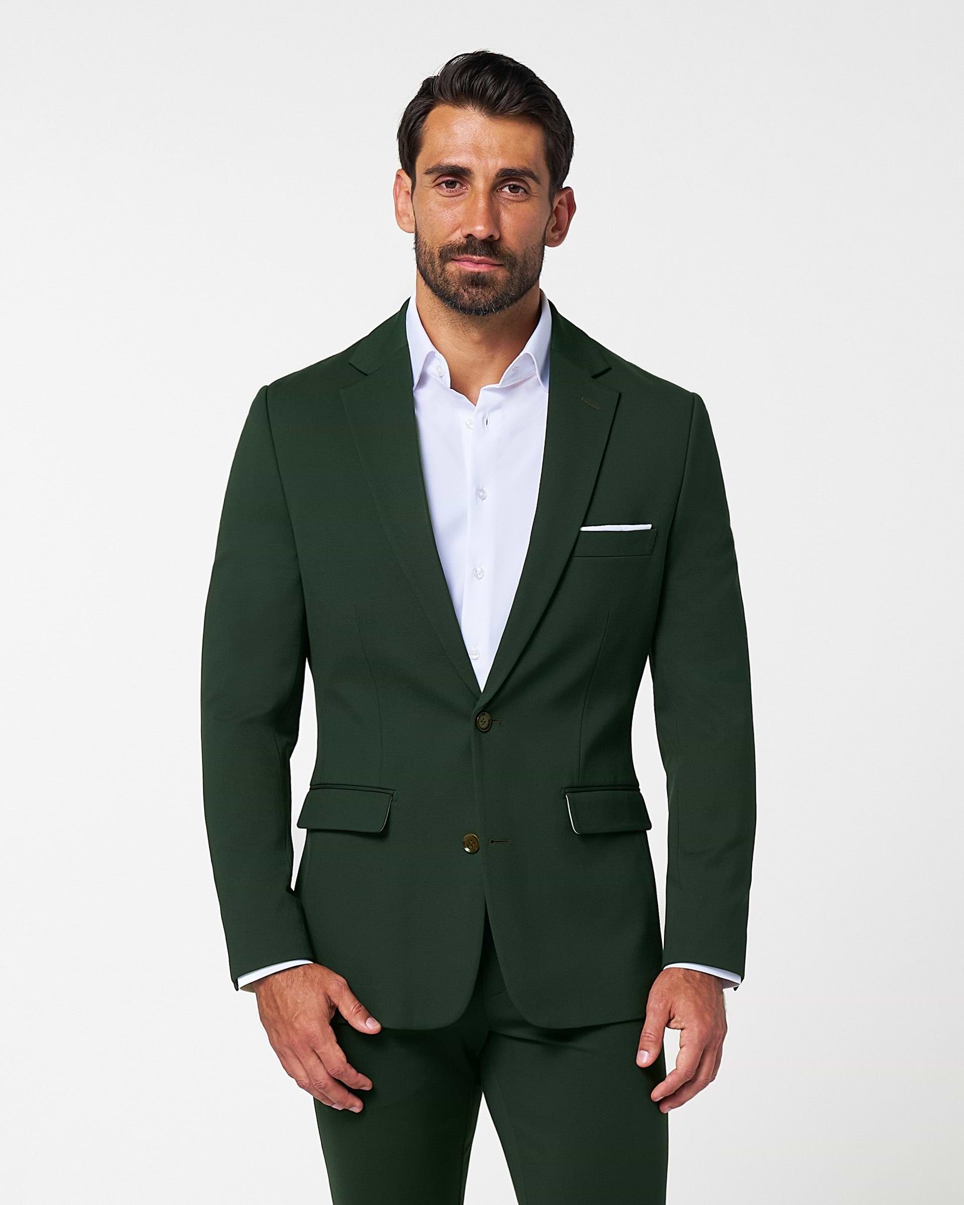 Athletic Fit Stretch Suit - Solid Hunter Green