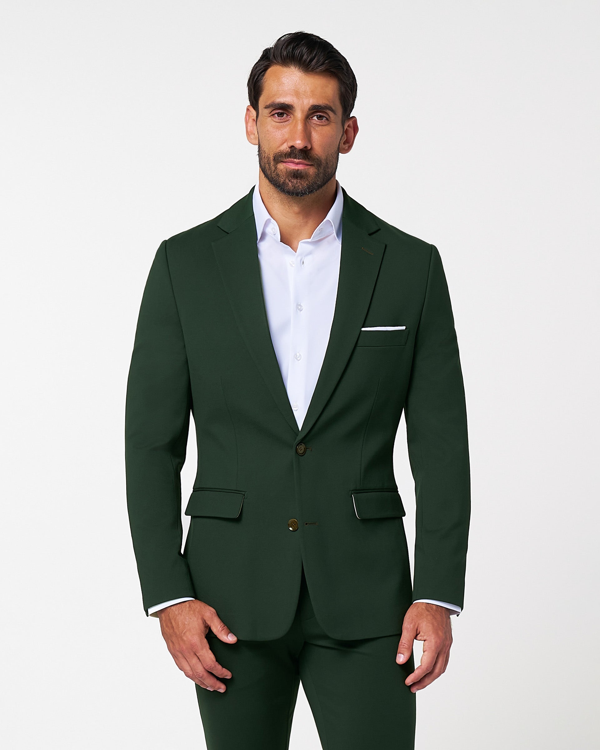 Athletic Fit Stretch Suit - Solid Hunter Green