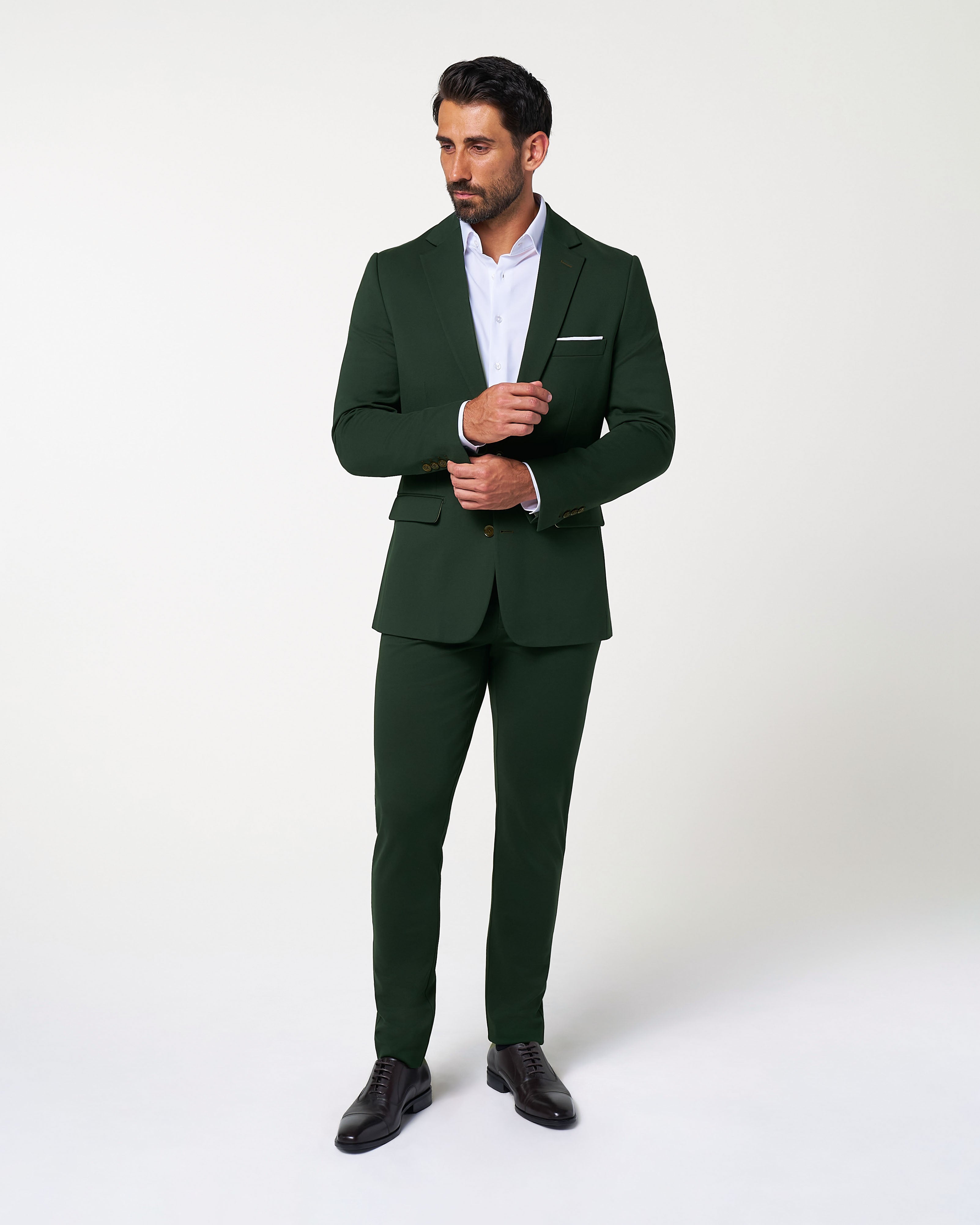 Athletic Fit Stretch Suit - Solid Hunter Green