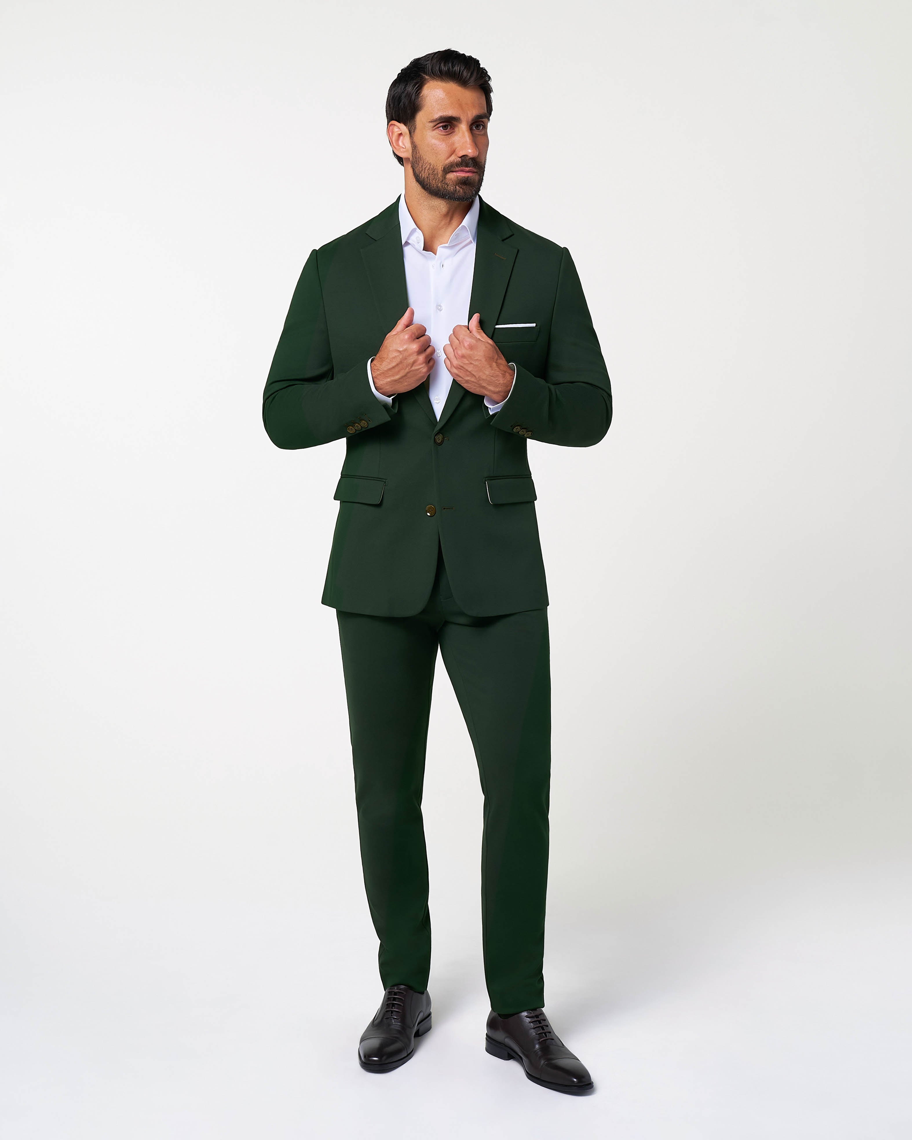 Athletic Fit Stretch Suit - Solid Hunter Green