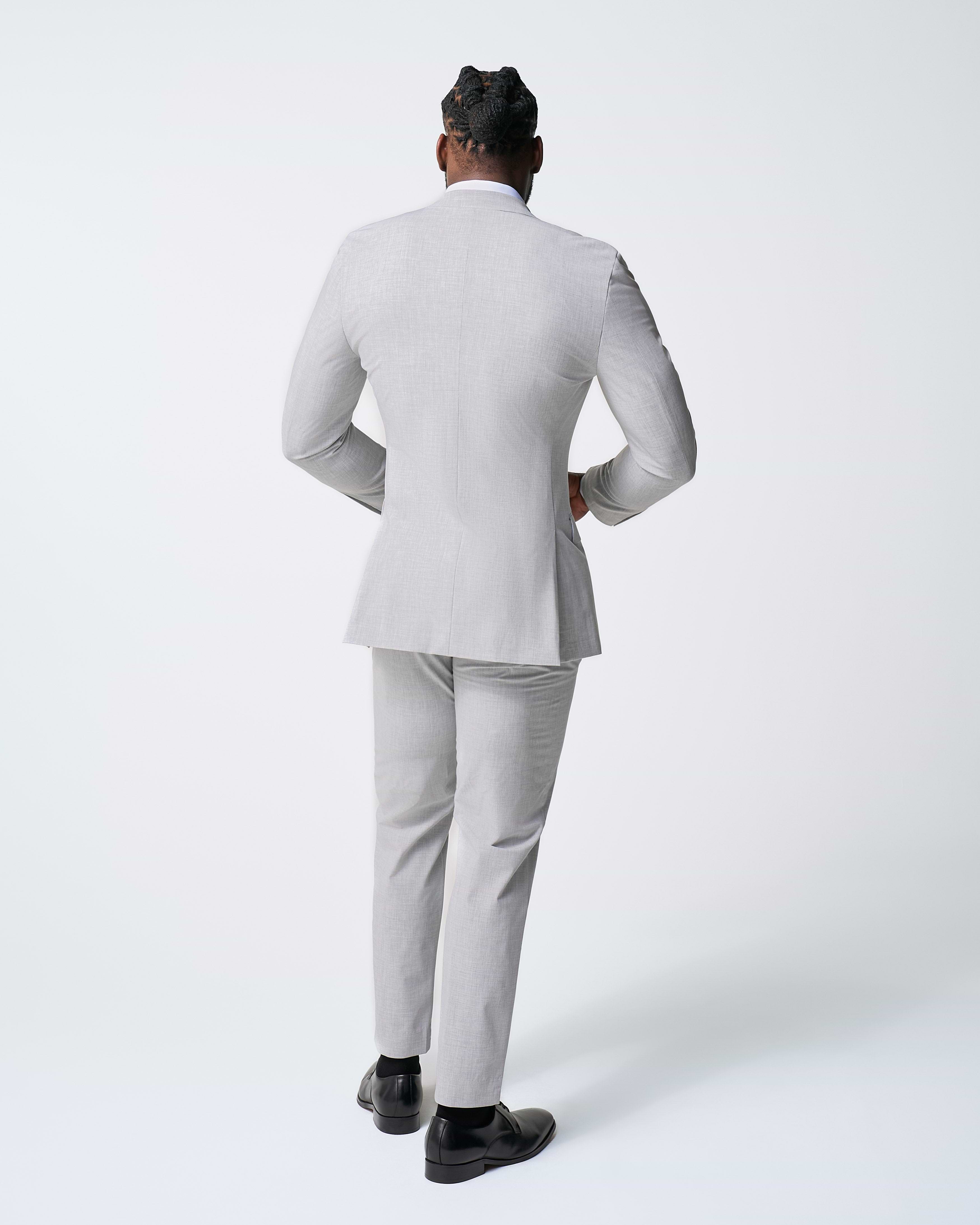 Athletic Fit Stretch Suit - Lightweight Heathered Light Grey