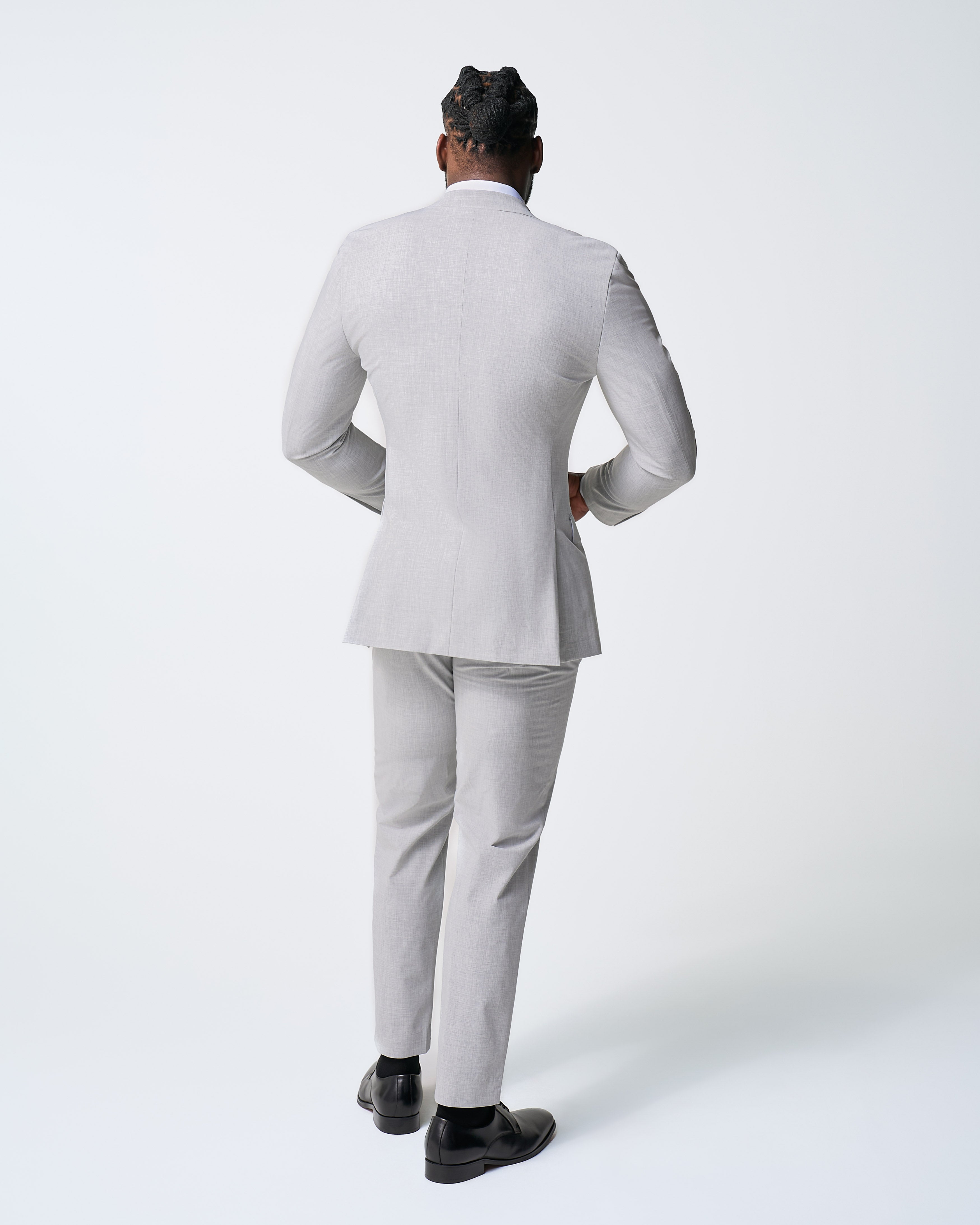 Athletic Fit Stretch Suit - Lightweight Heathered Light Grey