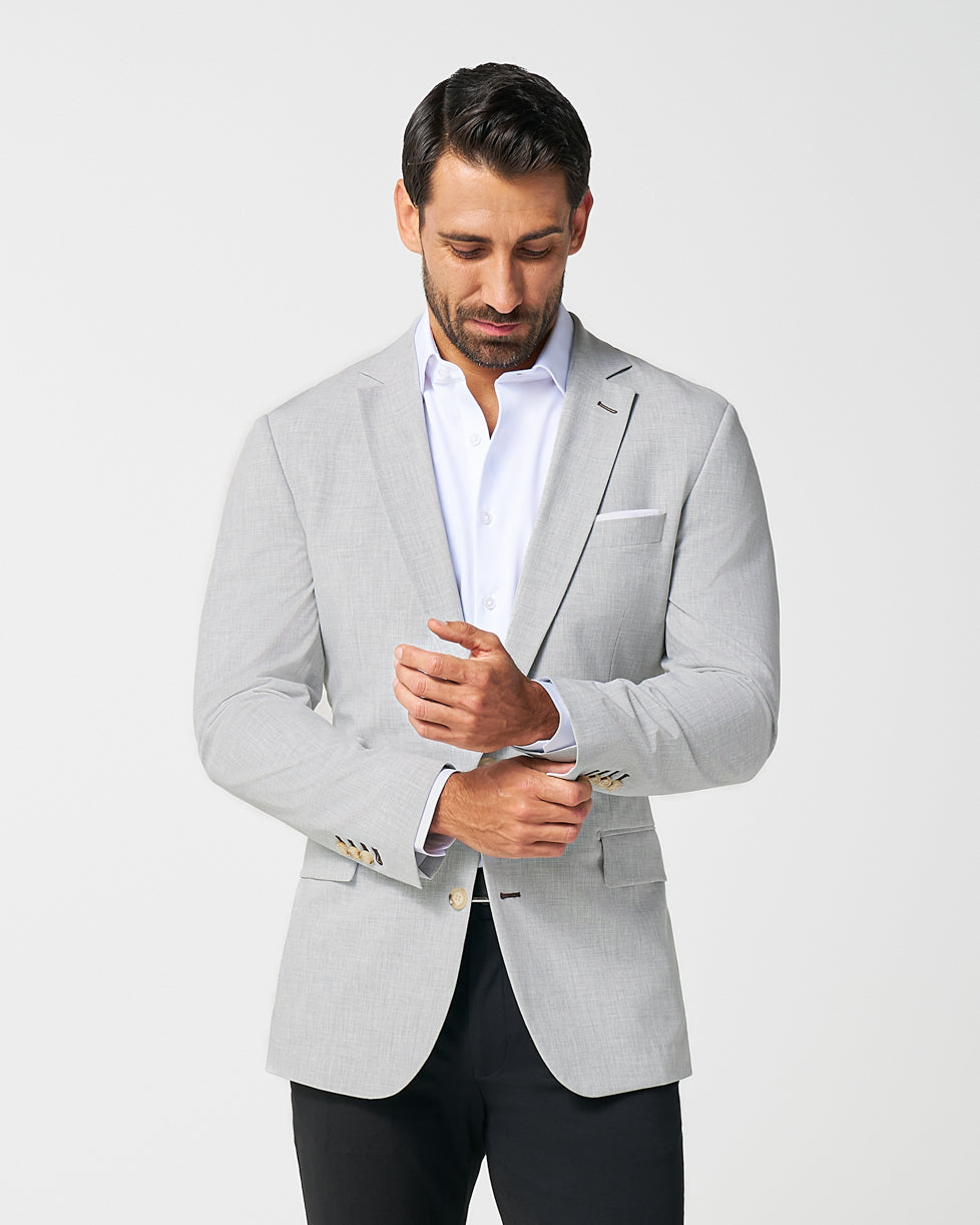 Athletic Fit Stretch Blazer - Lightweight Heathered Light Grey