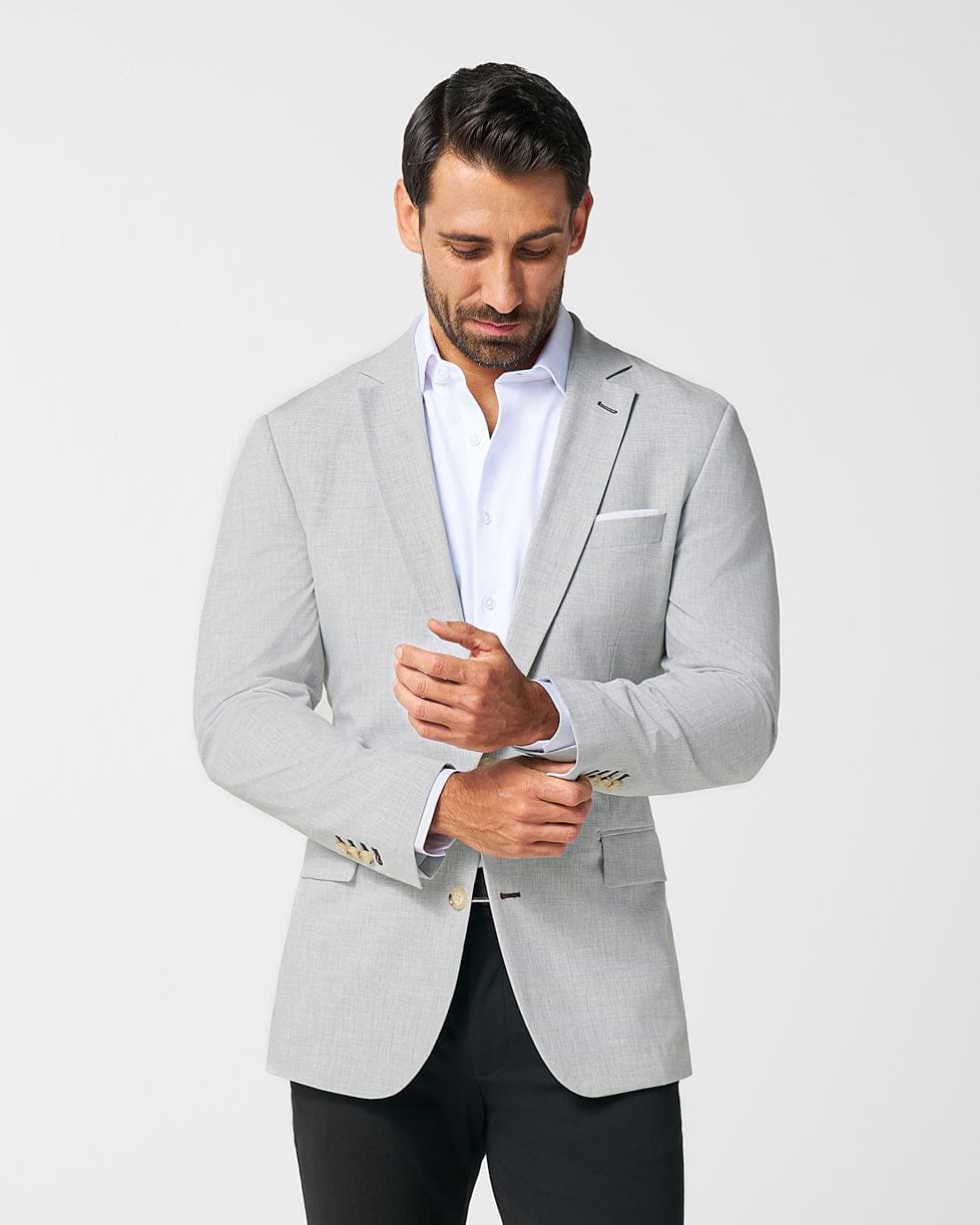 Athletic Fit Stretch Blazer - Lightweight Heathered Light Grey