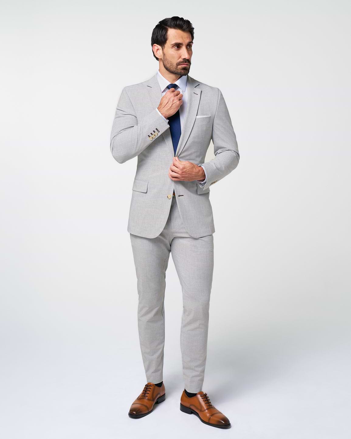 Athletic Fit Stretch Blazer - Lightweight Heathered Light Grey