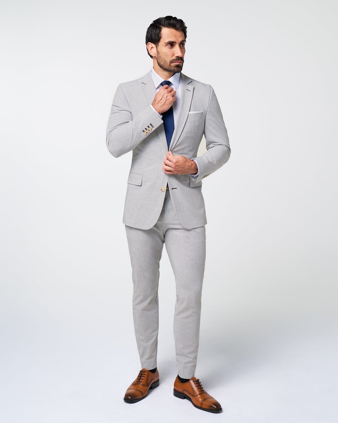 Athletic Fit Stretch Blazer - Lightweight Heathered Light Grey