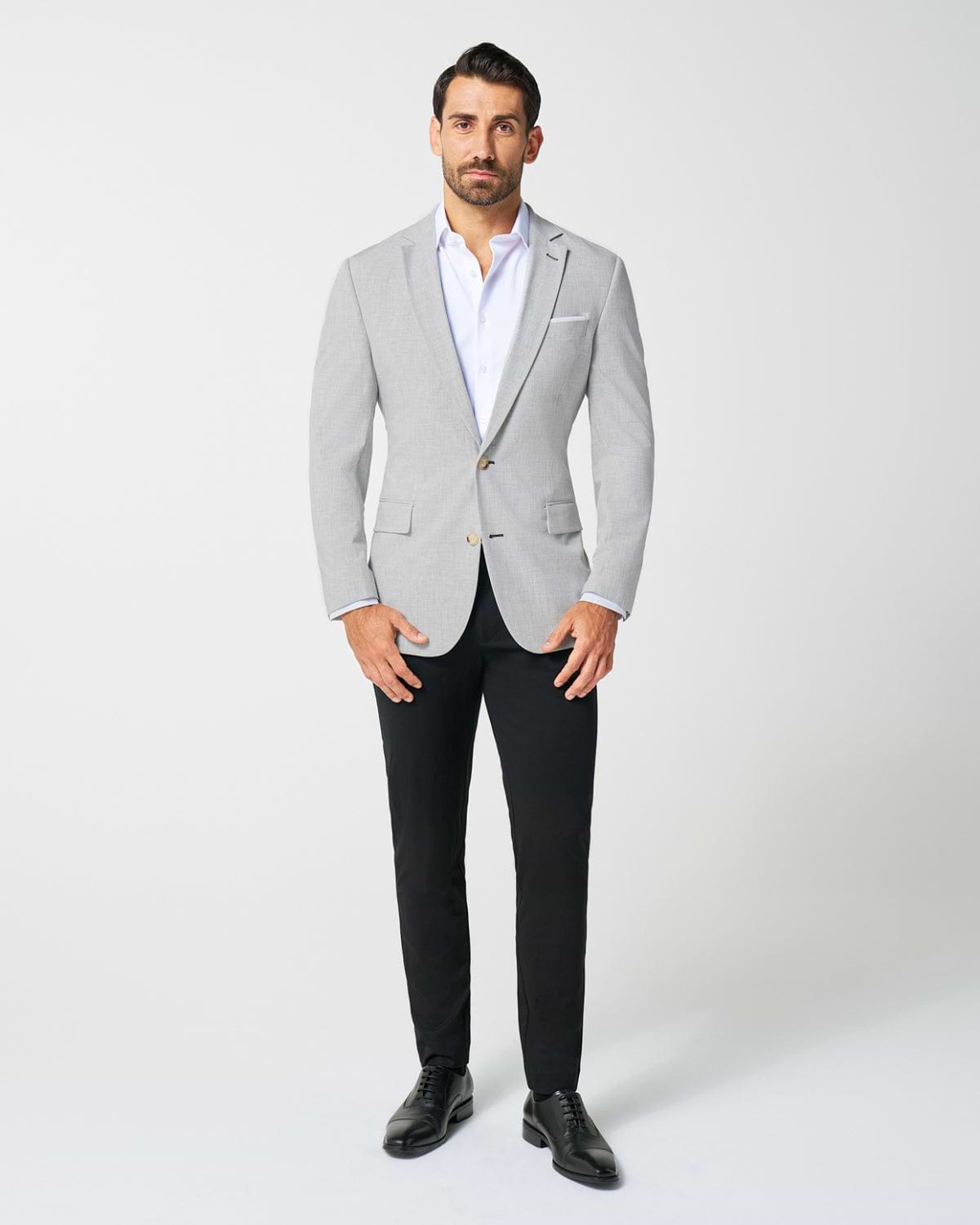 Athletic Fit Stretch Blazer - Lightweight Heathered Light Grey