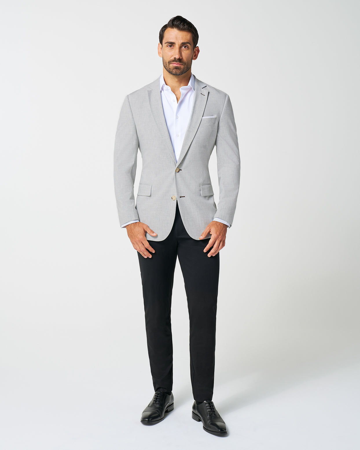 Athletic Fit Stretch Blazer - Lightweight Heathered Light Grey