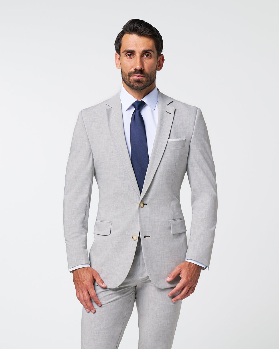 Athletic Fit Stretch Blazer - Lightweight Heathered Light Grey