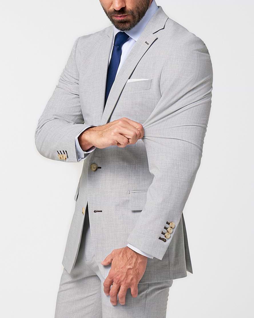 Athletic Fit Stretch Blazer - Lightweight Heathered Light Grey