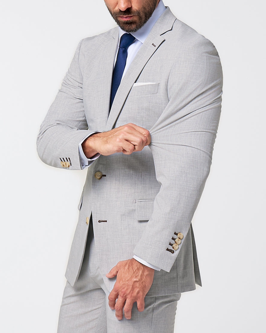 Athletic Fit Stretch Blazer - Lightweight Heathered Light Grey